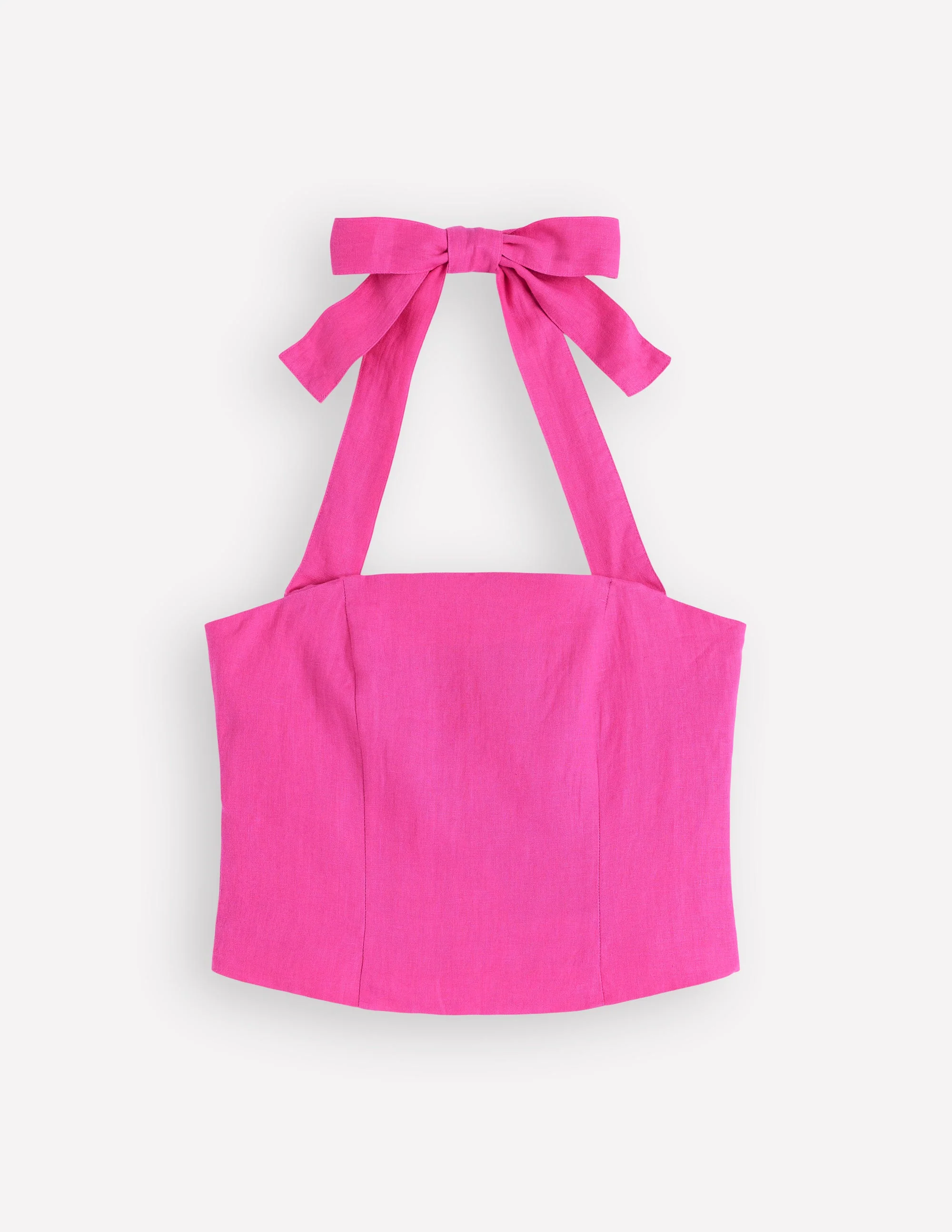 Halterneck Linen Top-Bright Pink - Image 6