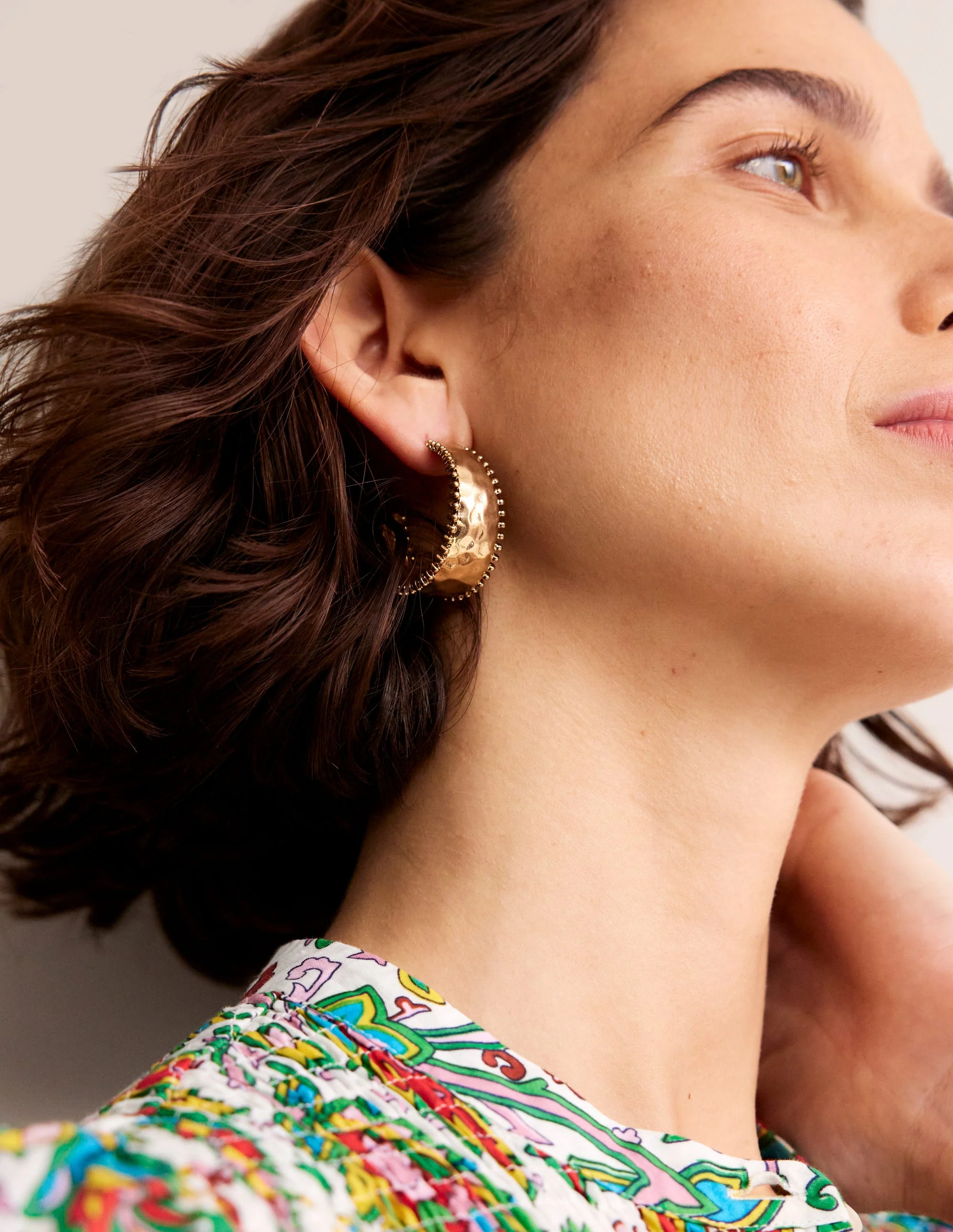 Hammered Bobble Hoops-Gold