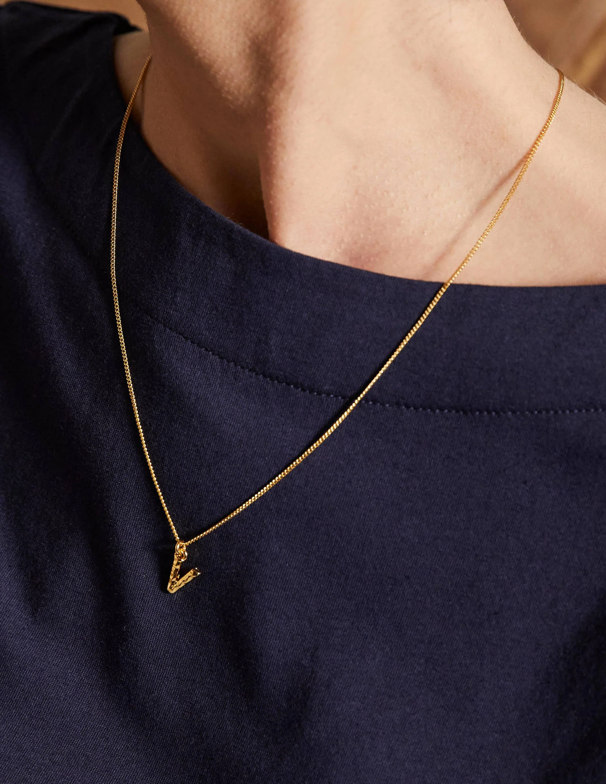 Hammered Gold Initial Pendant-Gold Metallic - Image 2