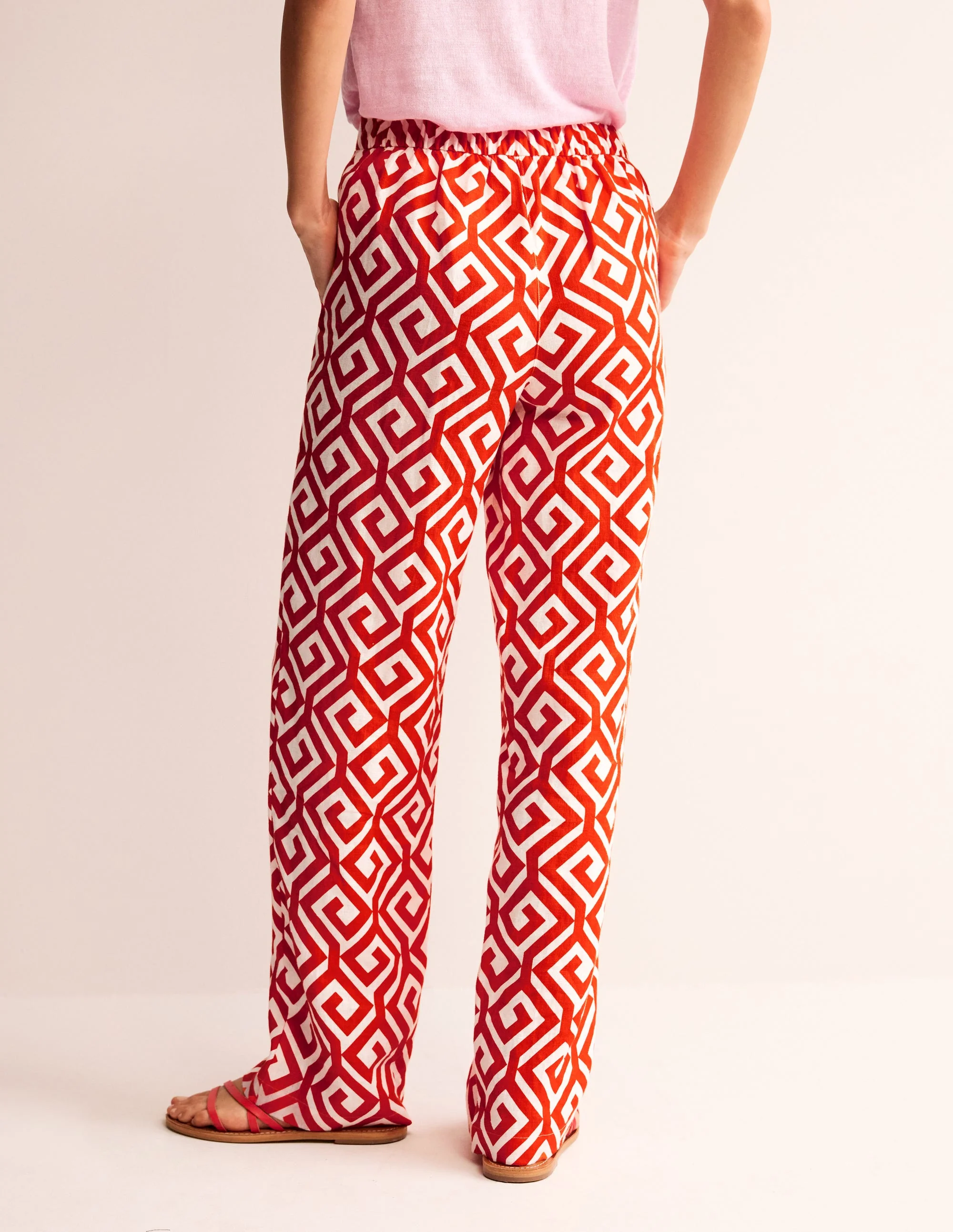 Hampstead Linen Pants-Flame Scarlet, Maze - Image 3