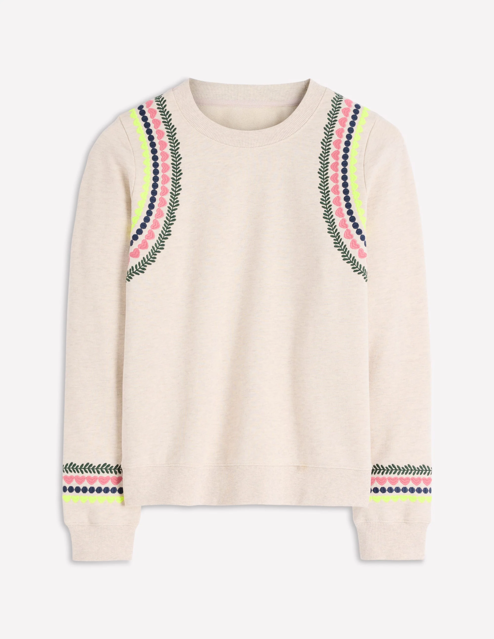 Hannah Embroidered Sweatshirt-Oatmeal Melange Embroidery - Image 5