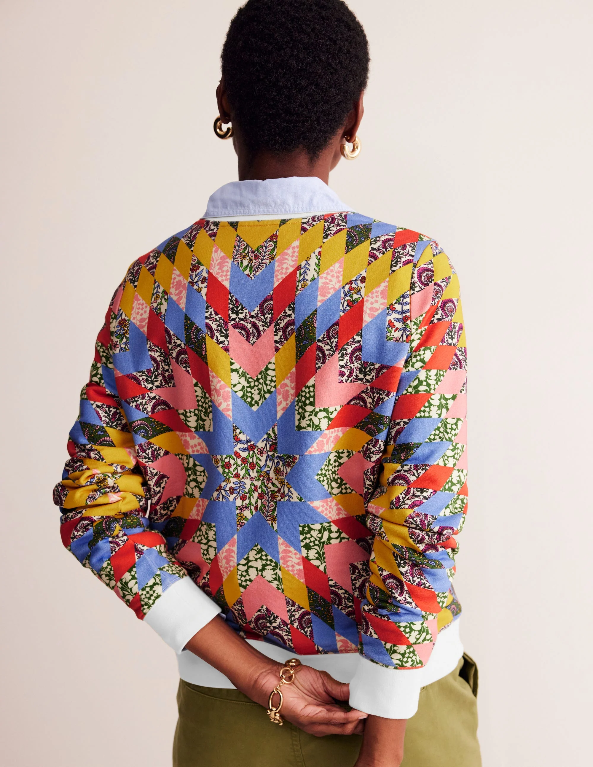 Hannah Printed Sweatshirt-Multi, Patchwork Floral - Image 3