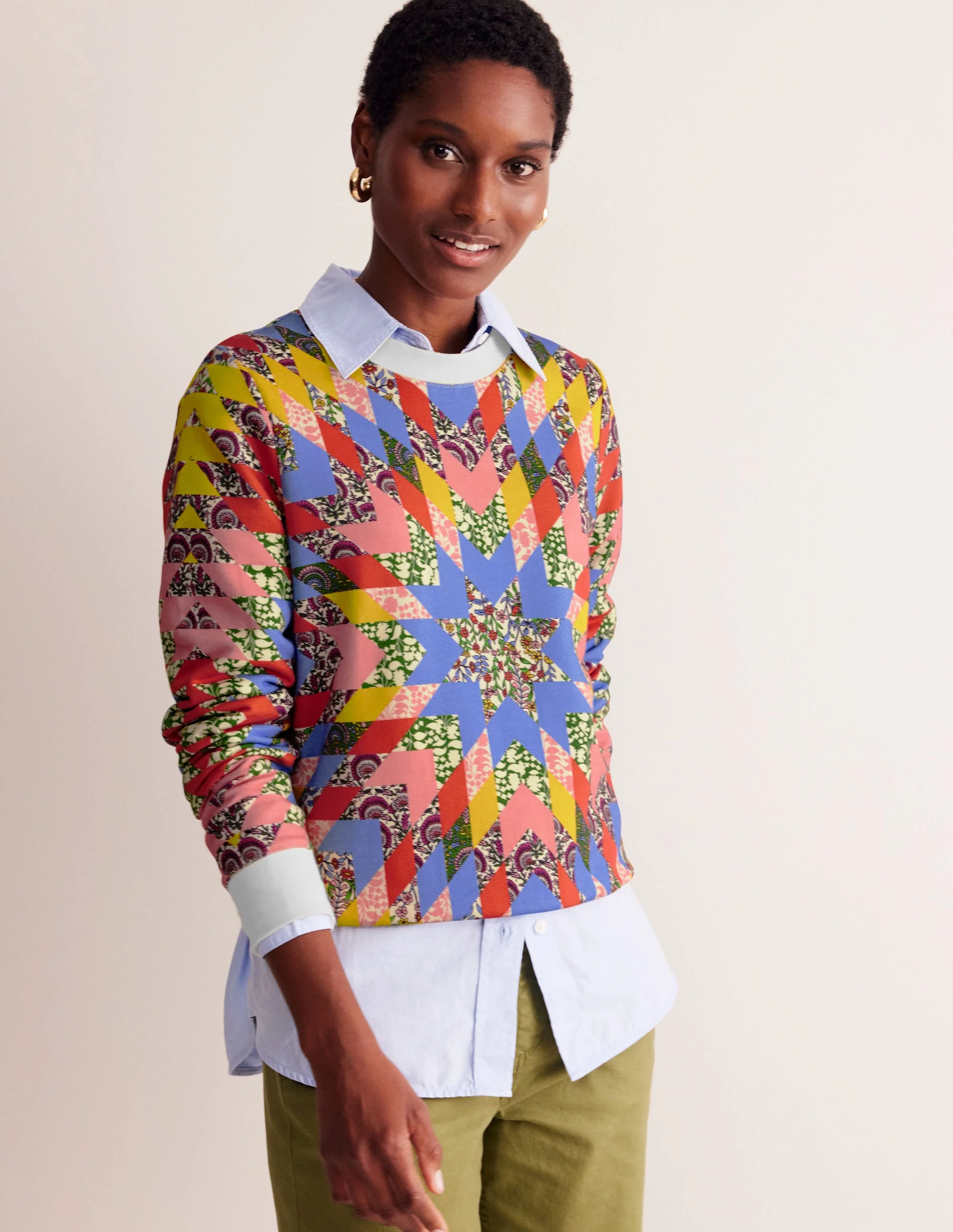 Hannah Printed Sweatshirt-Multi, Patchwork Floral - Image 4