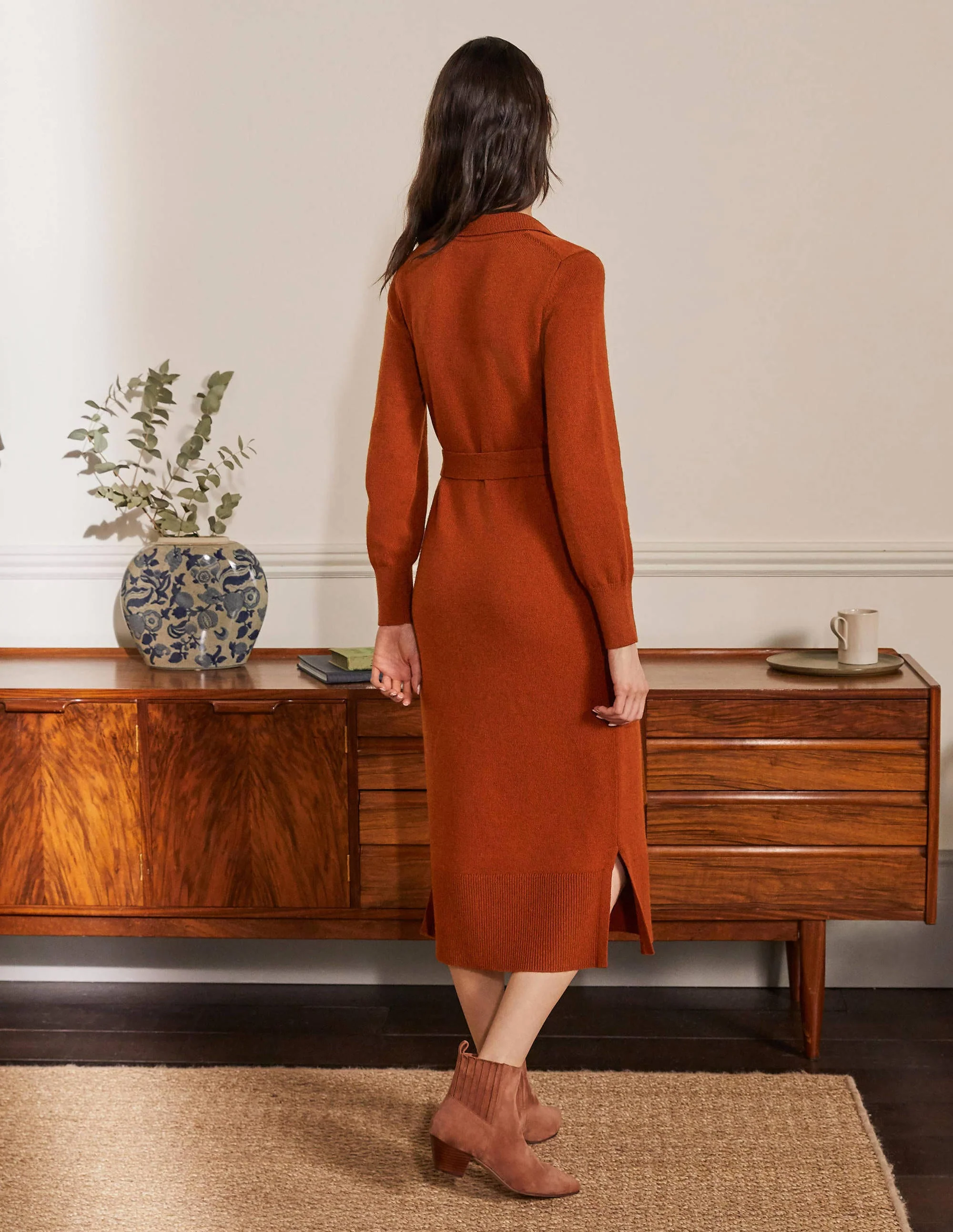 Harriet Knitted Midi Dress-Rust - Image 3