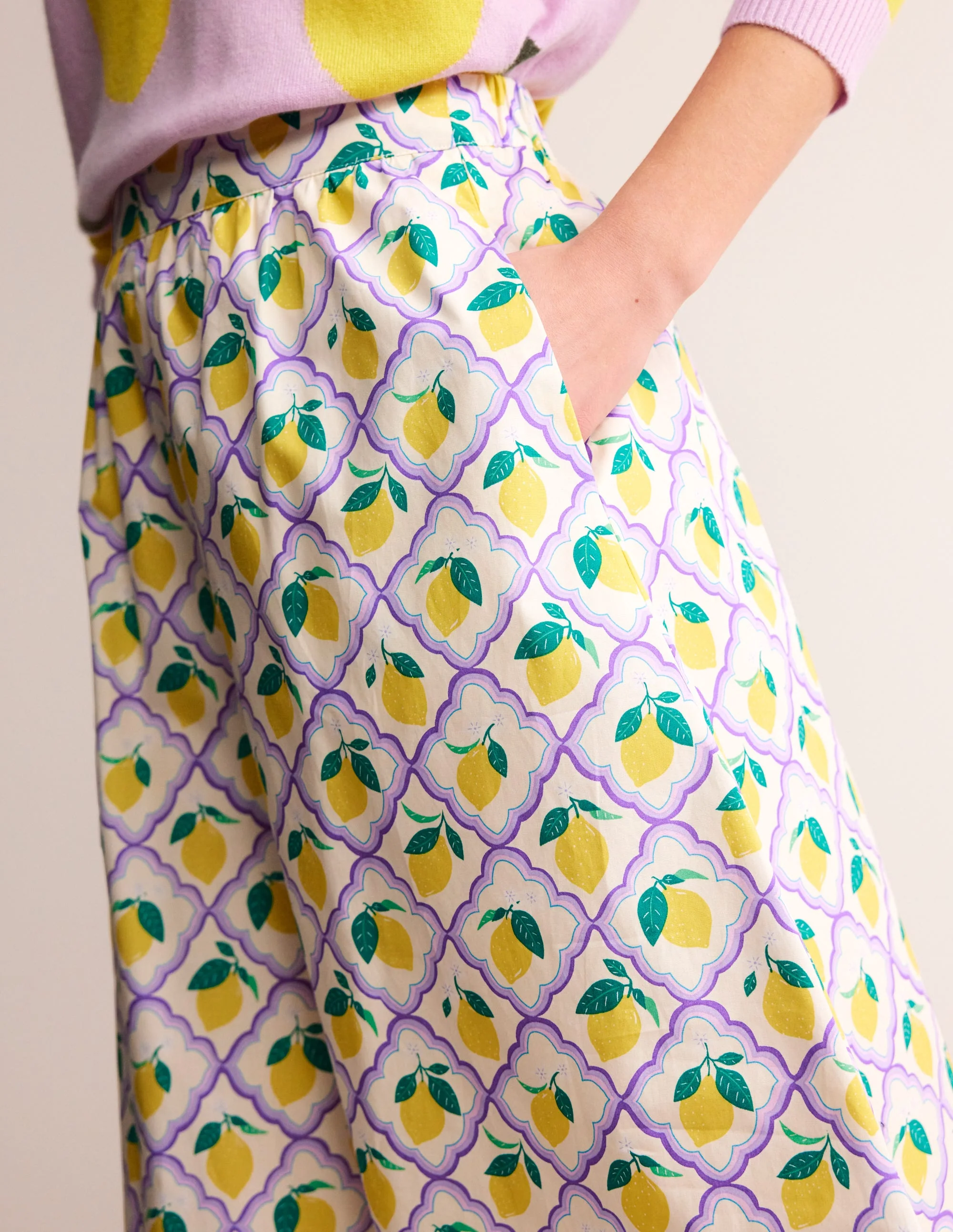 Hattie Poplin Midi Skirt-Lavender, Lemon Grove - Image 2