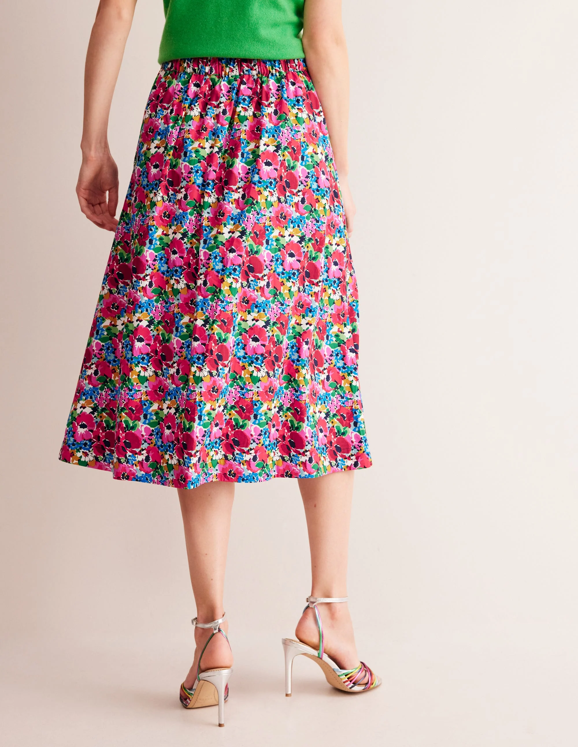Hattie Poplin Midi Skirt-Multi, Wild Poppy - Image 3