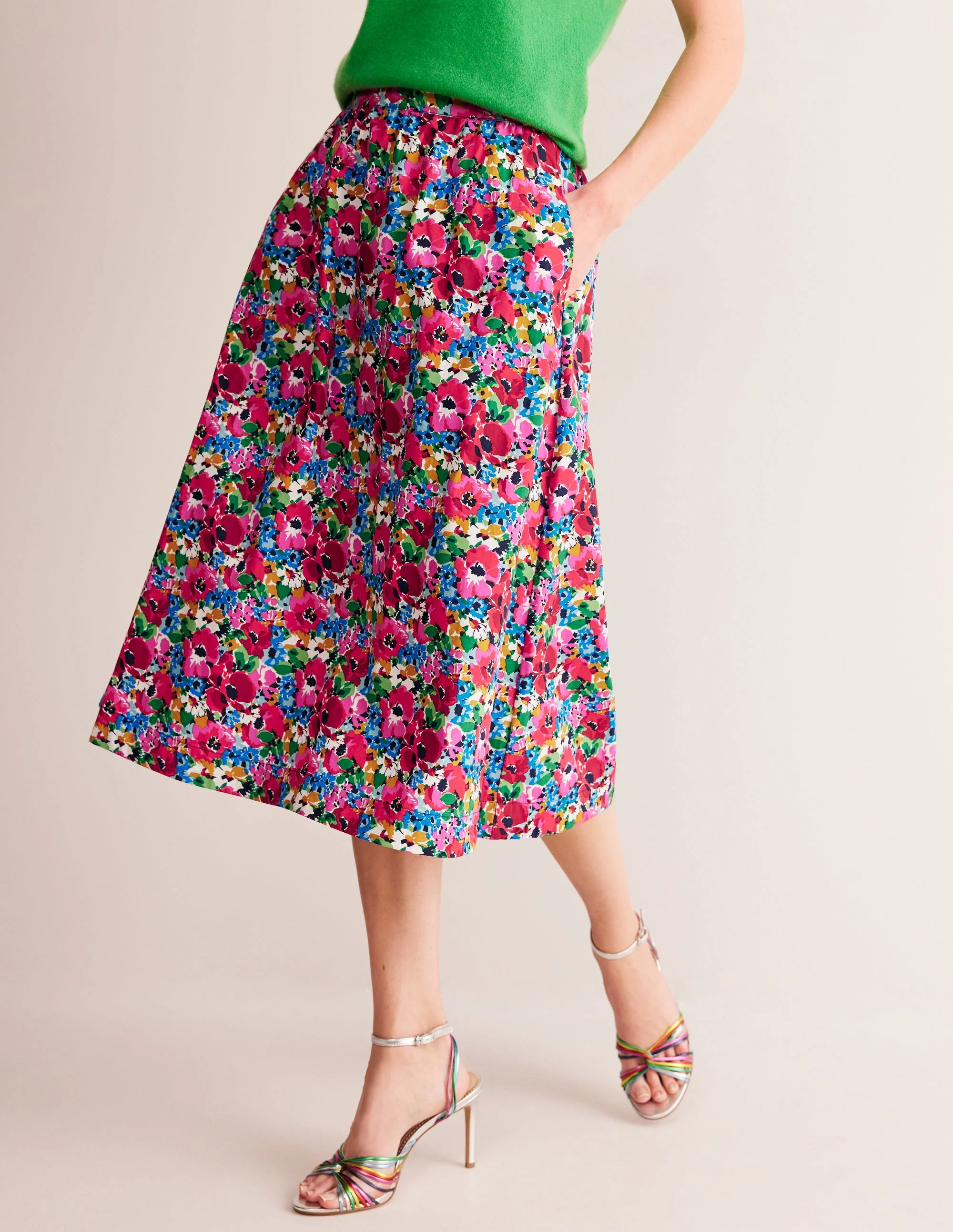 Hattie Poplin Midi Skirt-Multi, Wild Poppy - Image 4