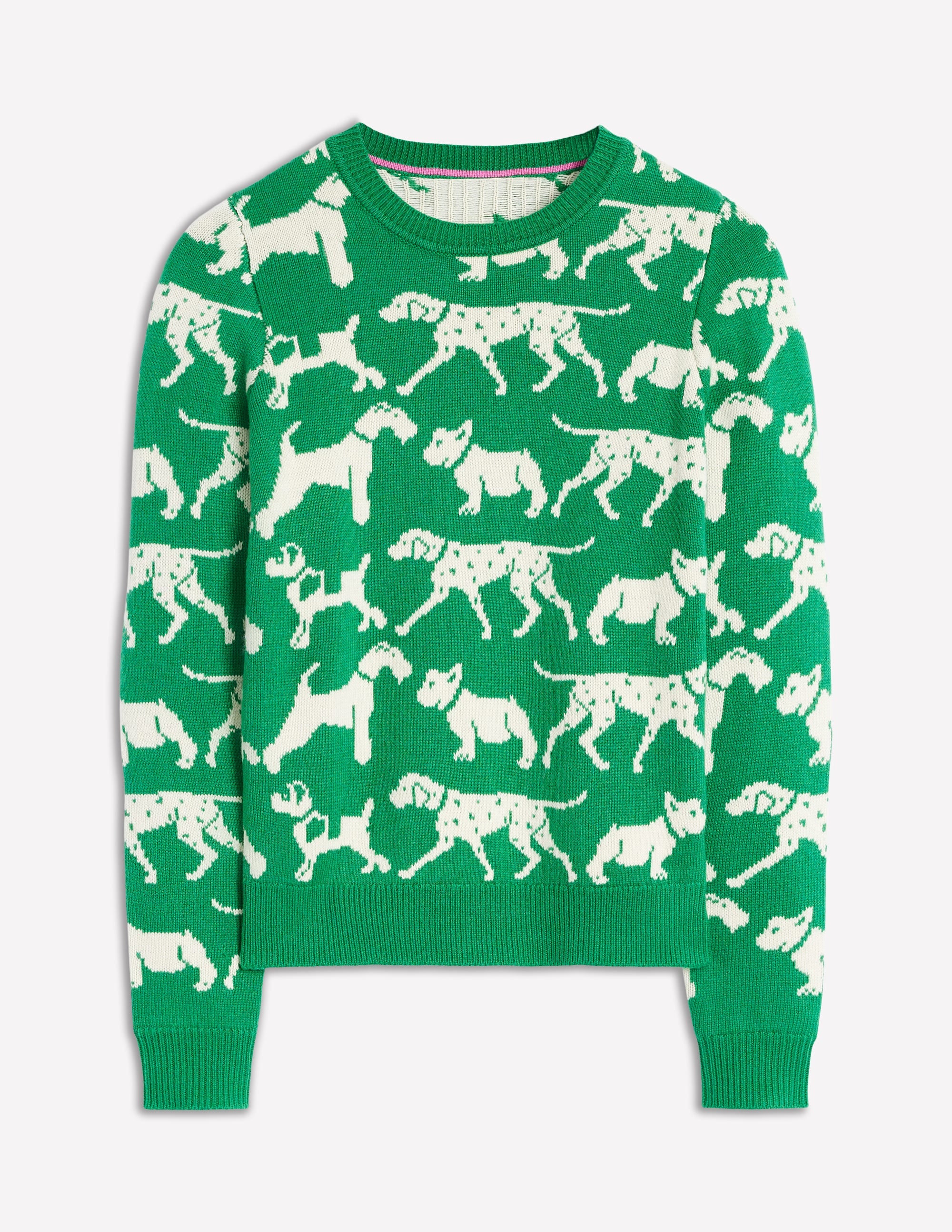 Heather Jacquard Sweater-Sapling Green, Dogs - Image 8