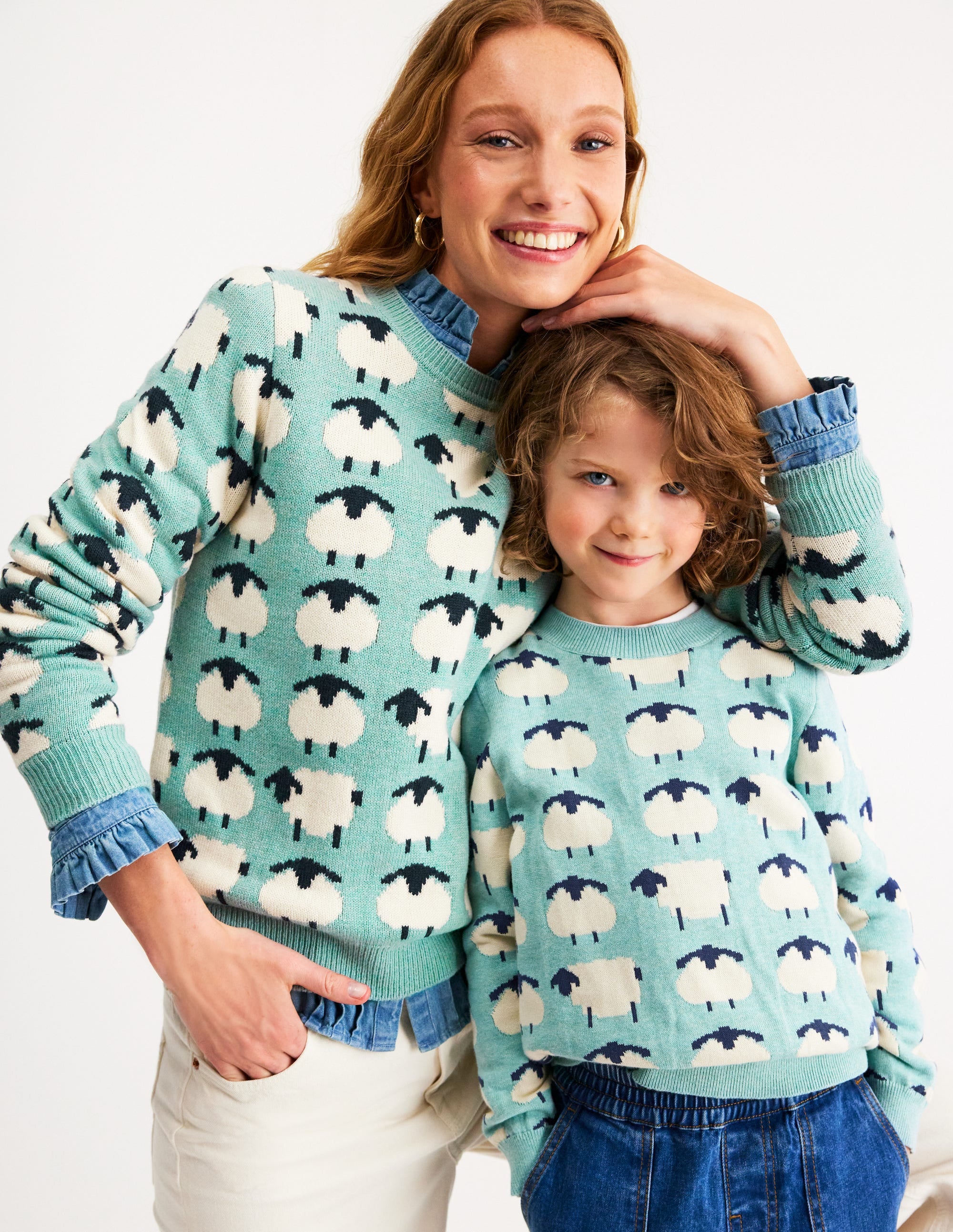 Heather Jacquard Sweater-Seamist Blue, Sheep - Image 5