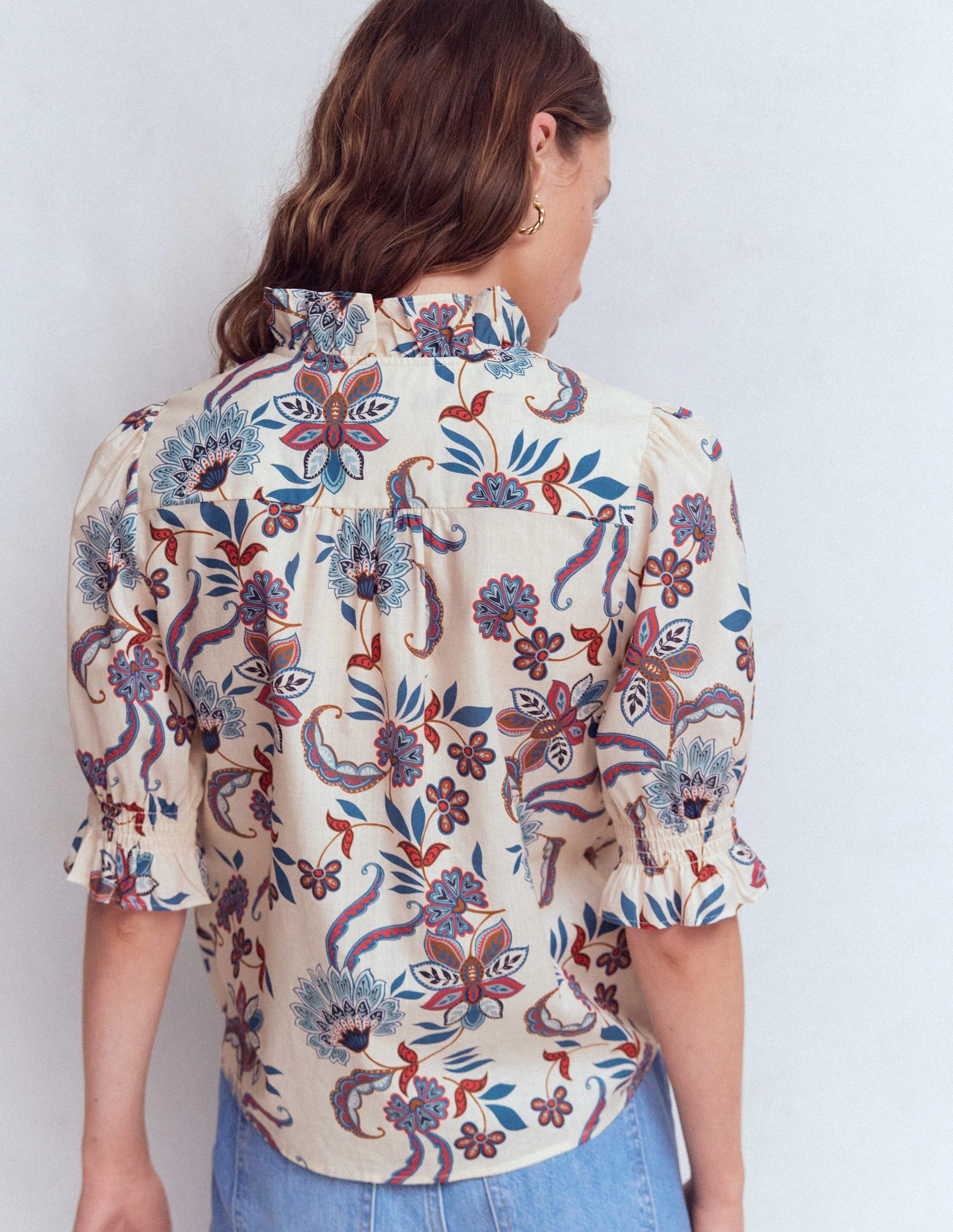Heather Smocked Sleeve Top-Elegant Blossom Placement - Image 3