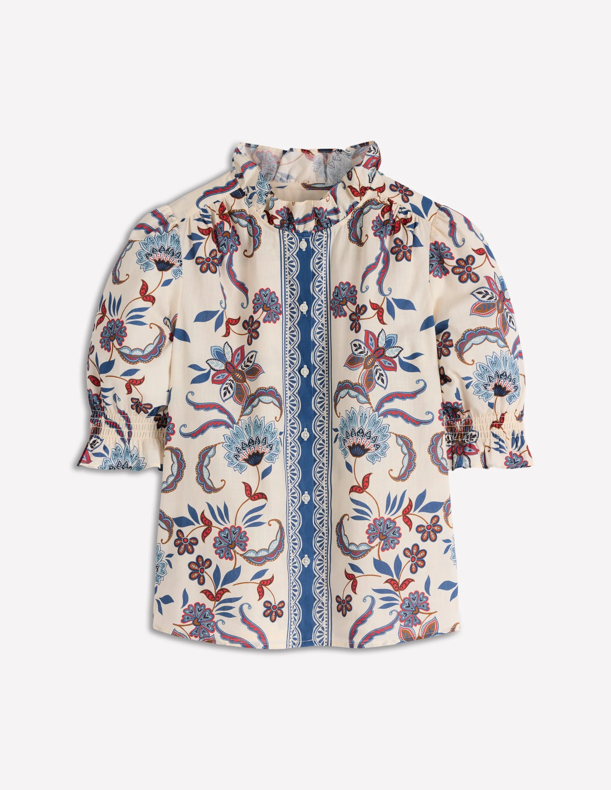 Heather Smocked Sleeve Top-Elegant Blossom Placement - Image 7
