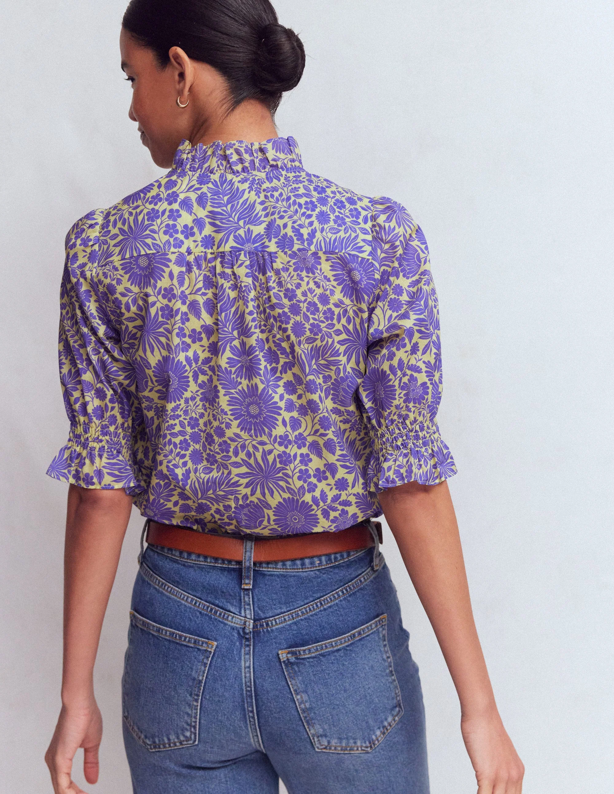 Heather Smocked Sleeve Top-Han Purple, Flowerbed Bloom - Image 3