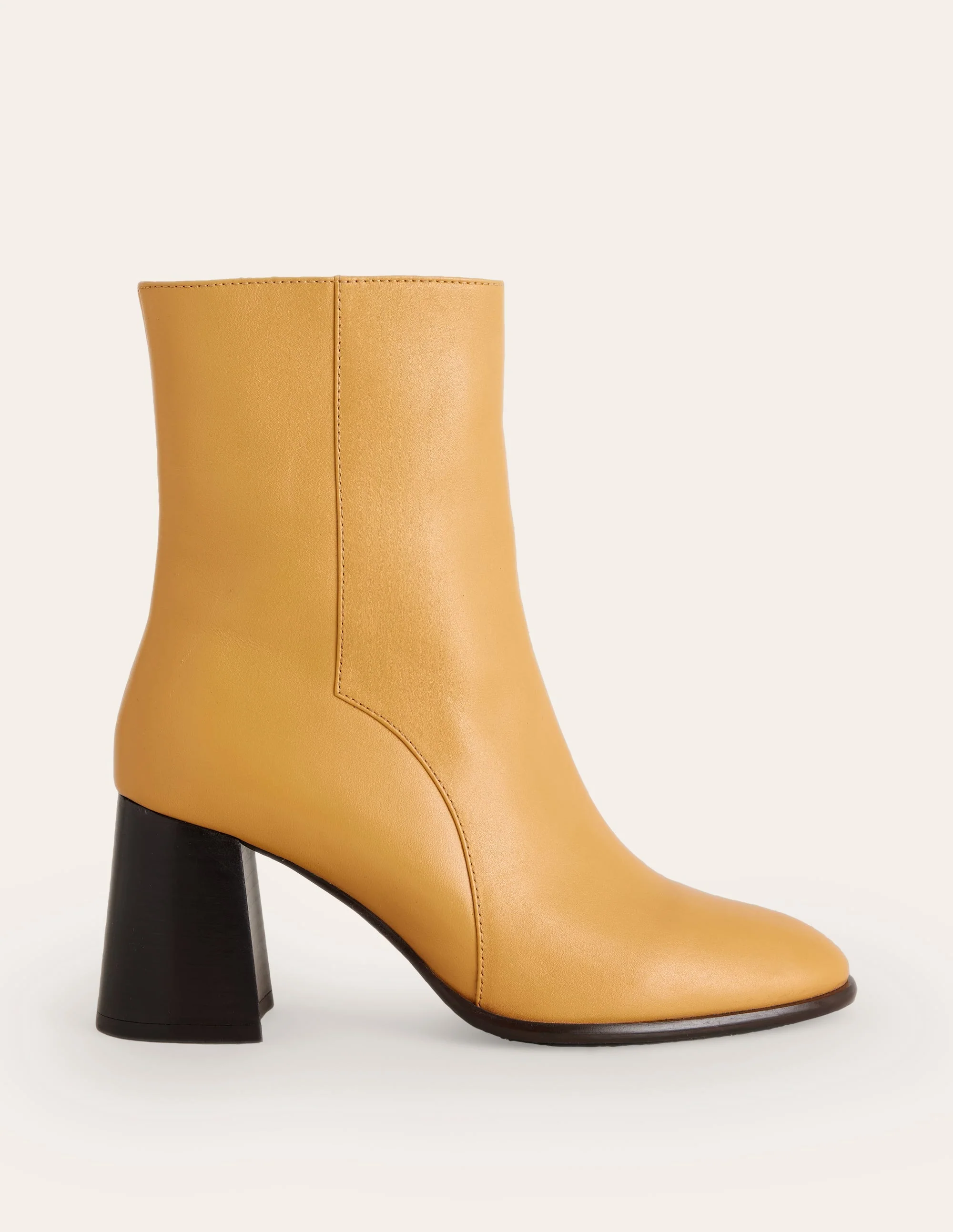 Heeled Leather Mid Boots-Yellow - Image 2