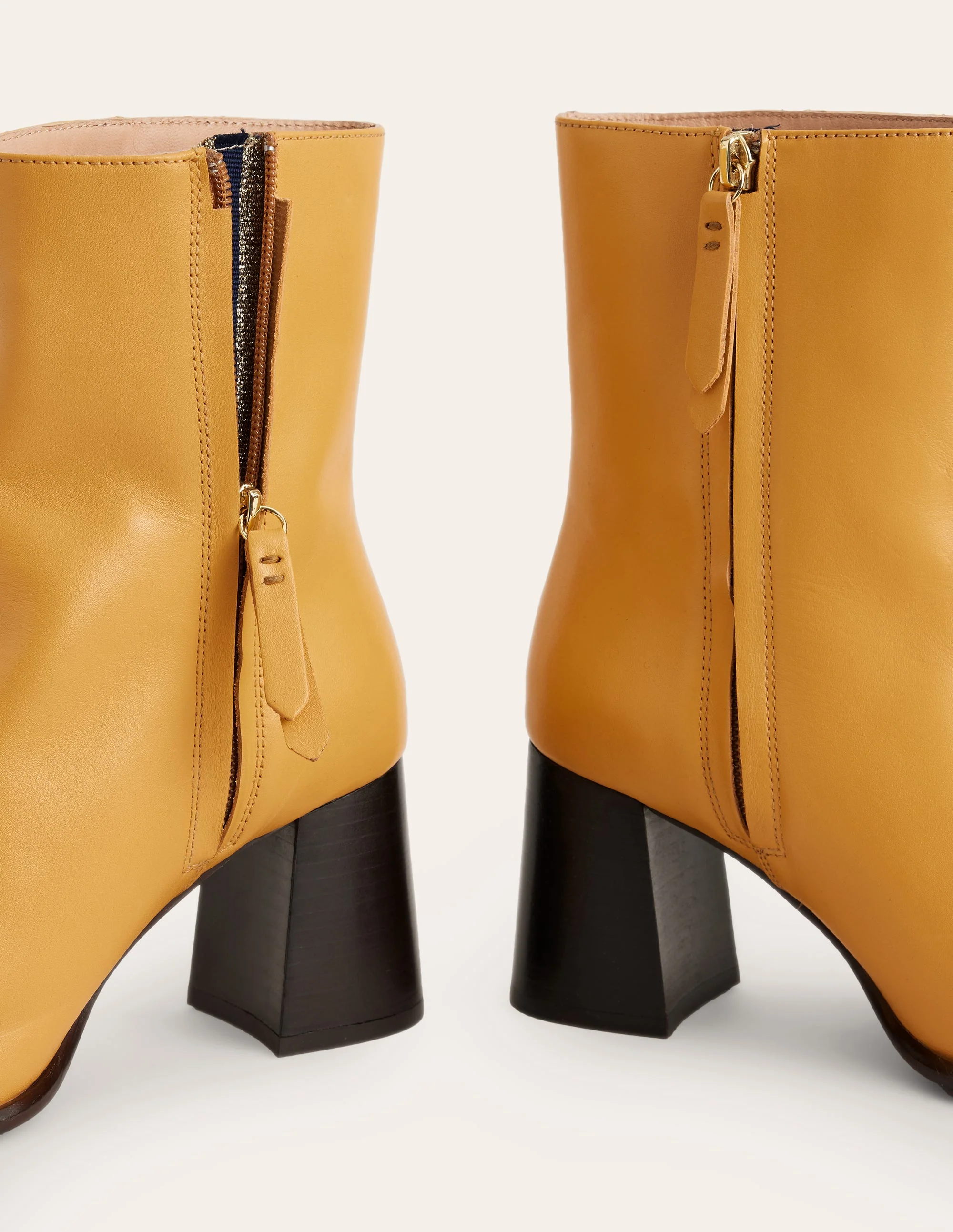 Heeled Leather Mid Boots-Yellow - Image 4