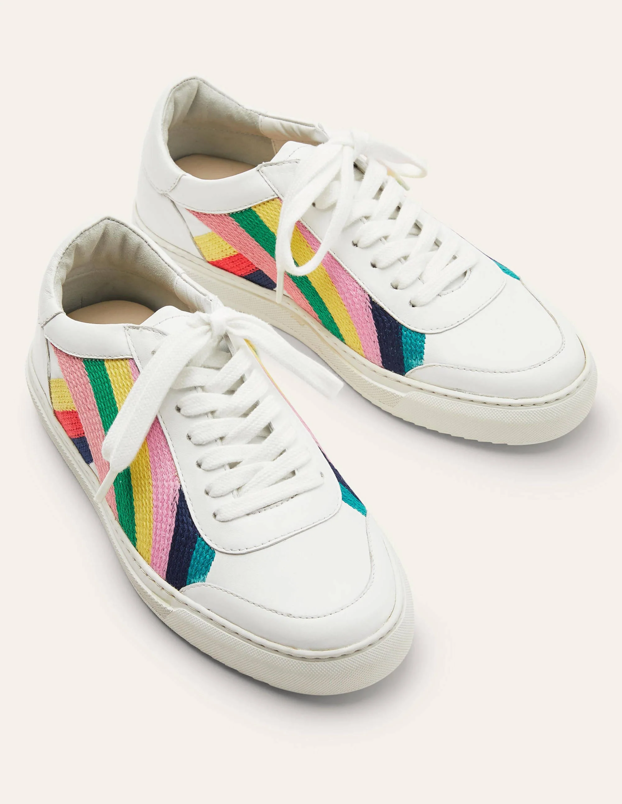 Helen Chevron Sneakers-Rainbow Embroidered