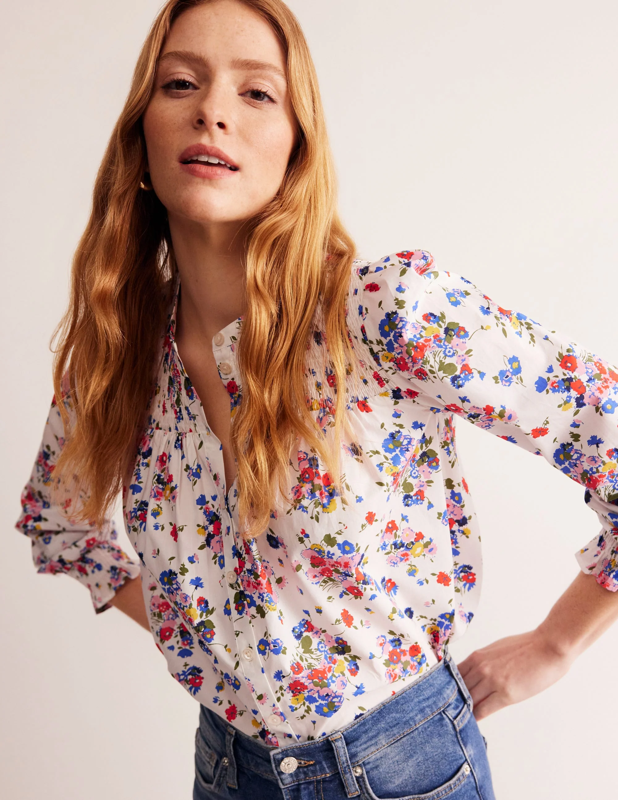 Helena Cotton Blouse-Ivory, Wild Cluster - Image 4