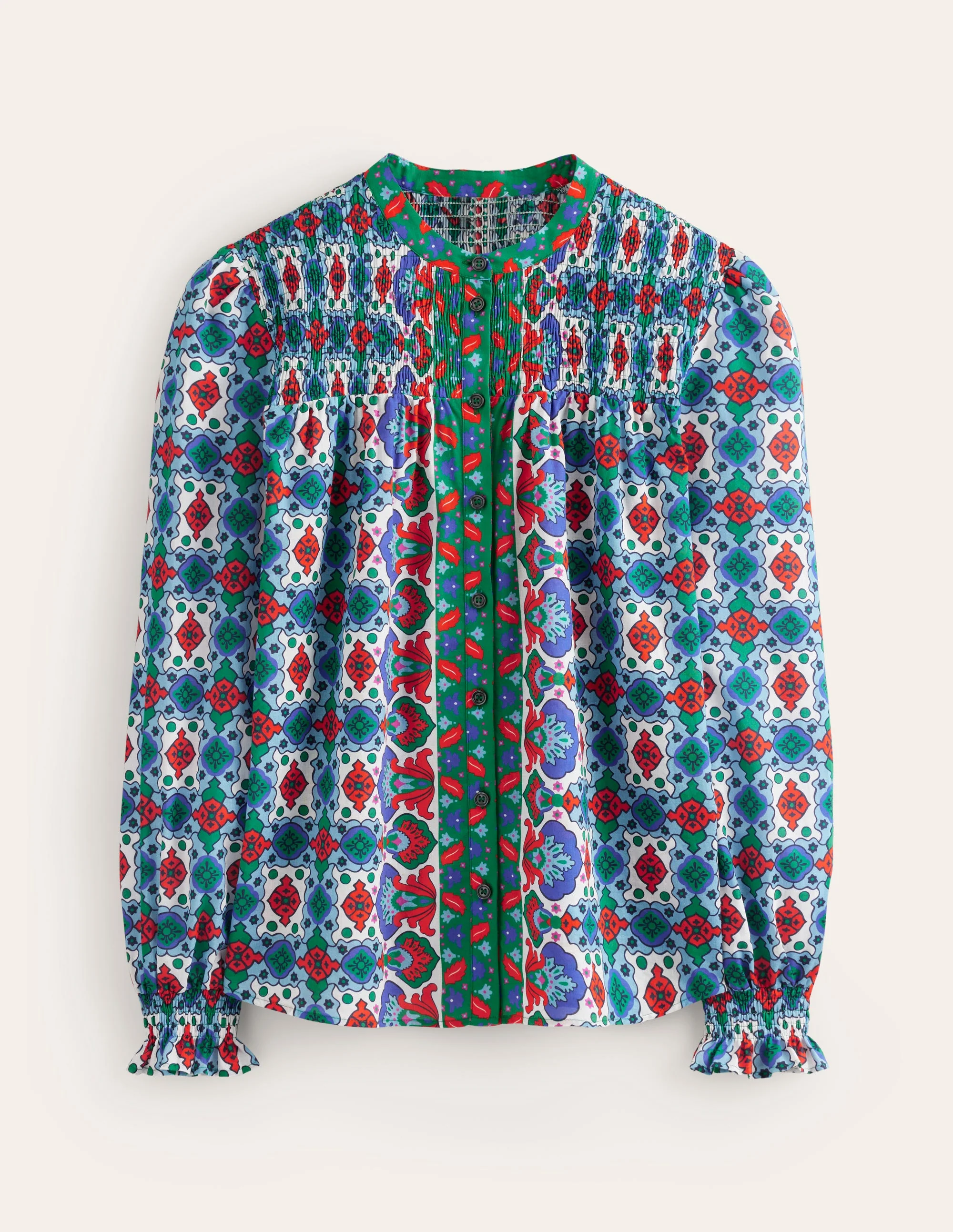 Helena Cotton Blouse-Multi, Coastal Tile - Image 5
