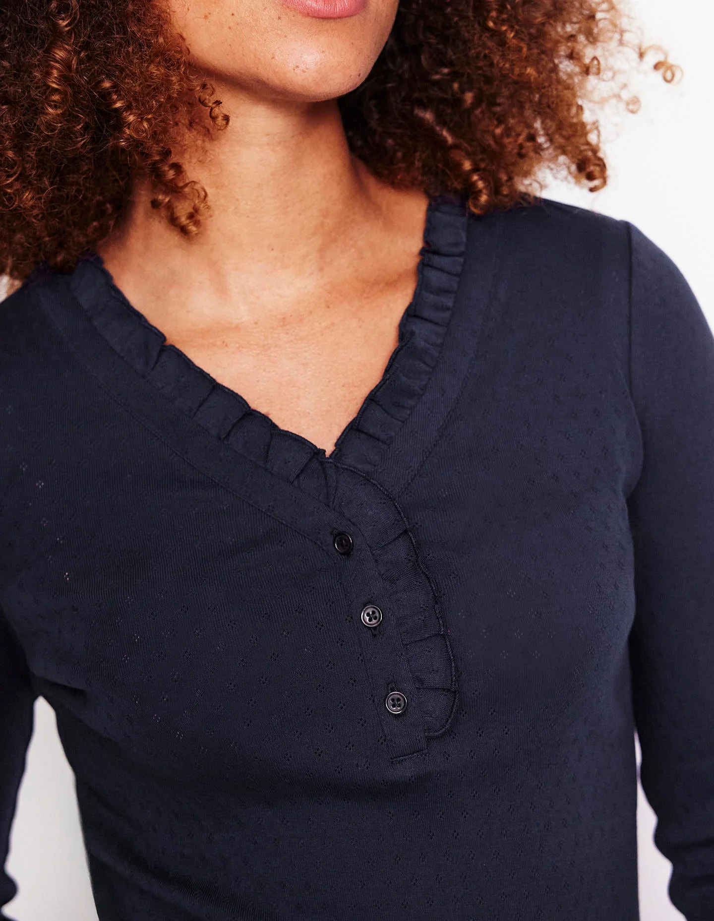 Henley Pajama Top-Navy - Image 2