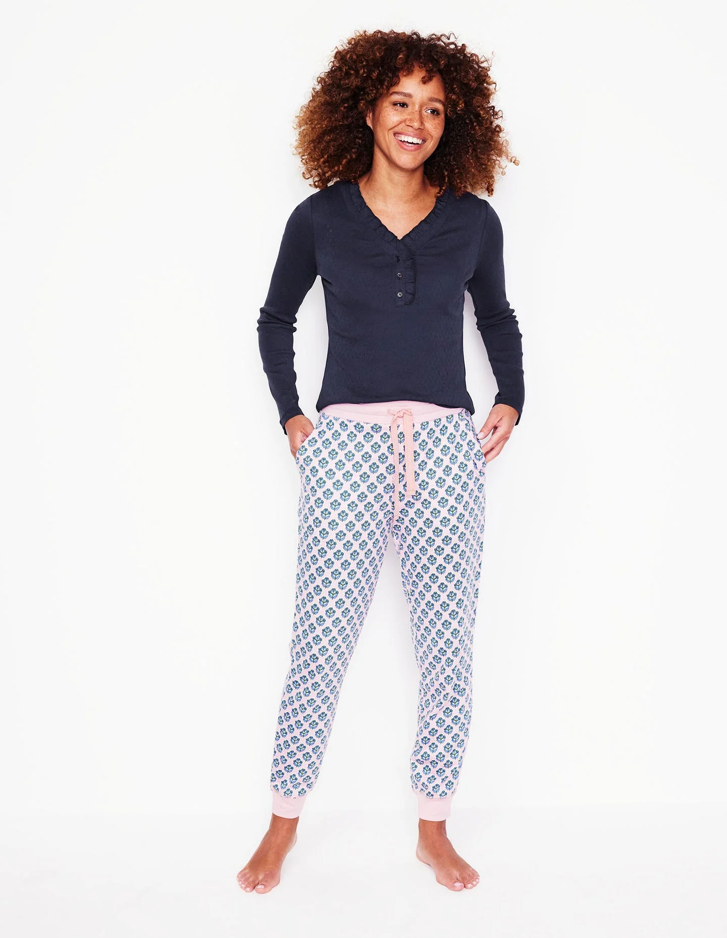 Henley Pajama Top-Navy - Image 4