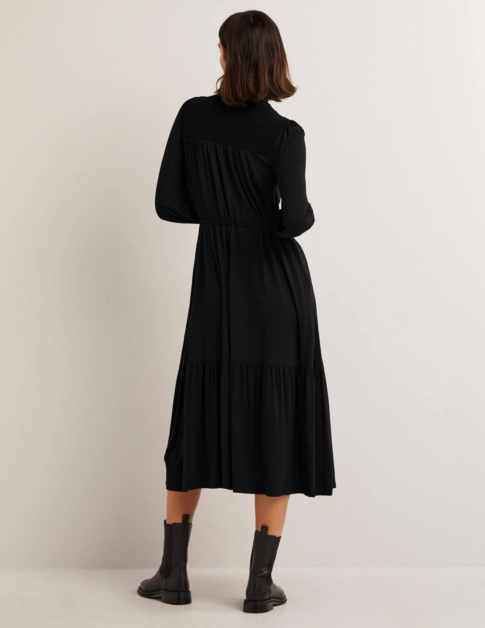 High Neck Jersey Maxi Dress-Black - Image 3
