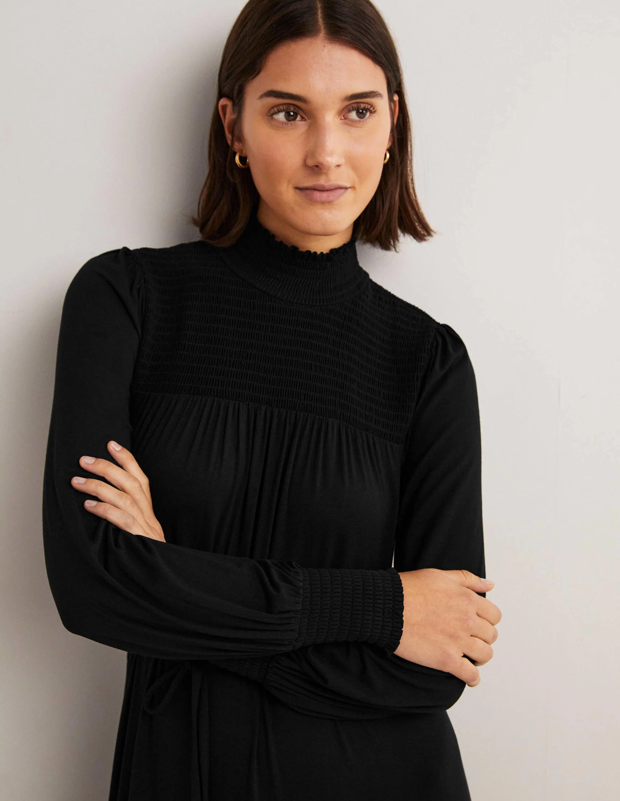 High Neck Jersey Maxi Dress-Black - Image 4