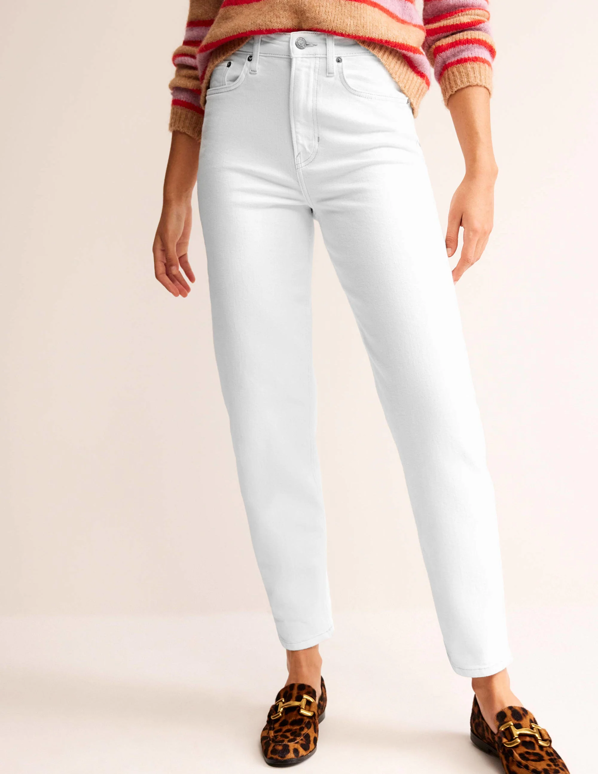 High Rise '90s Tapered Jeans-White - Image 4