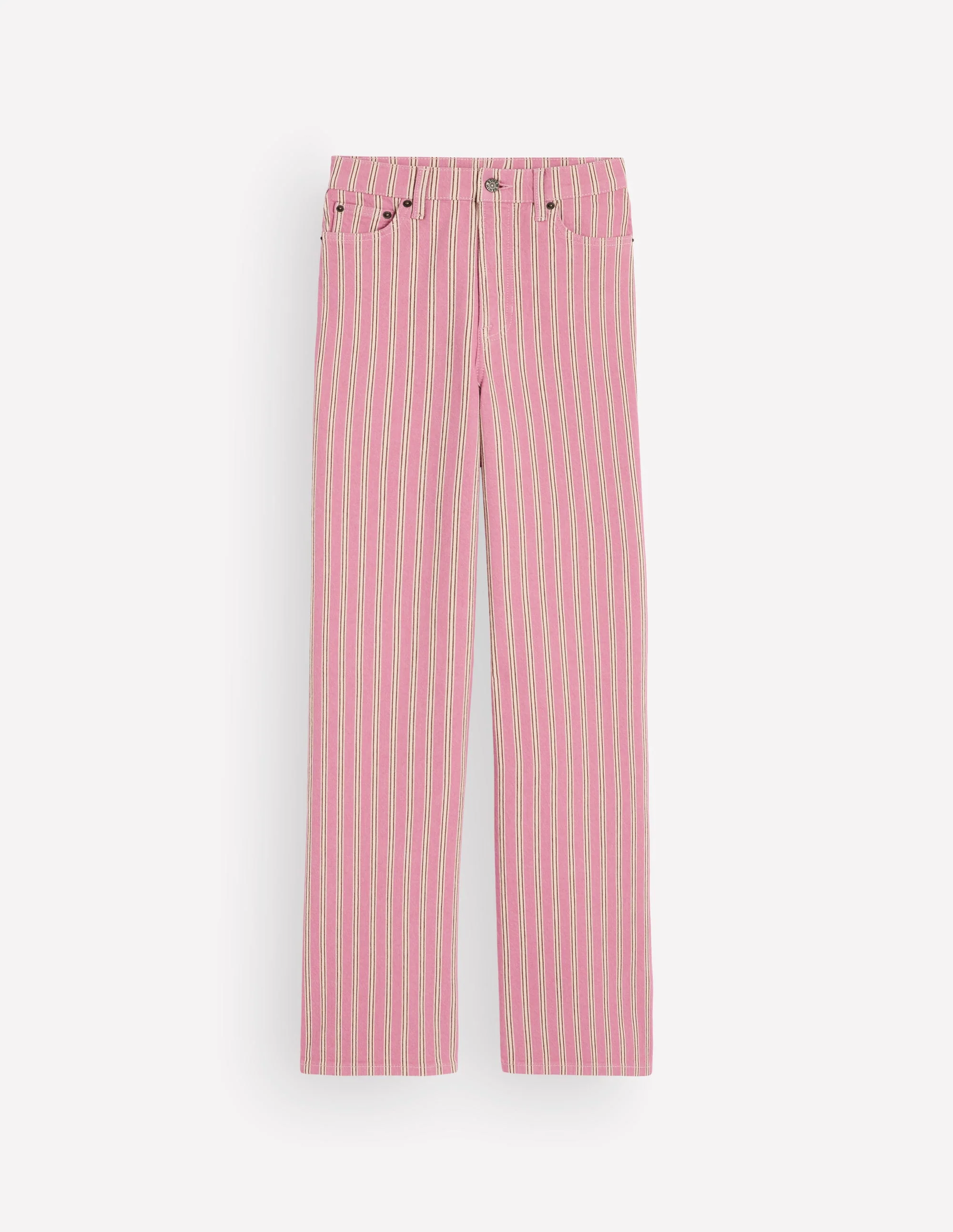High Rise Column Leg Jeans-Pink, Maroon Tram Stripe - Image 7