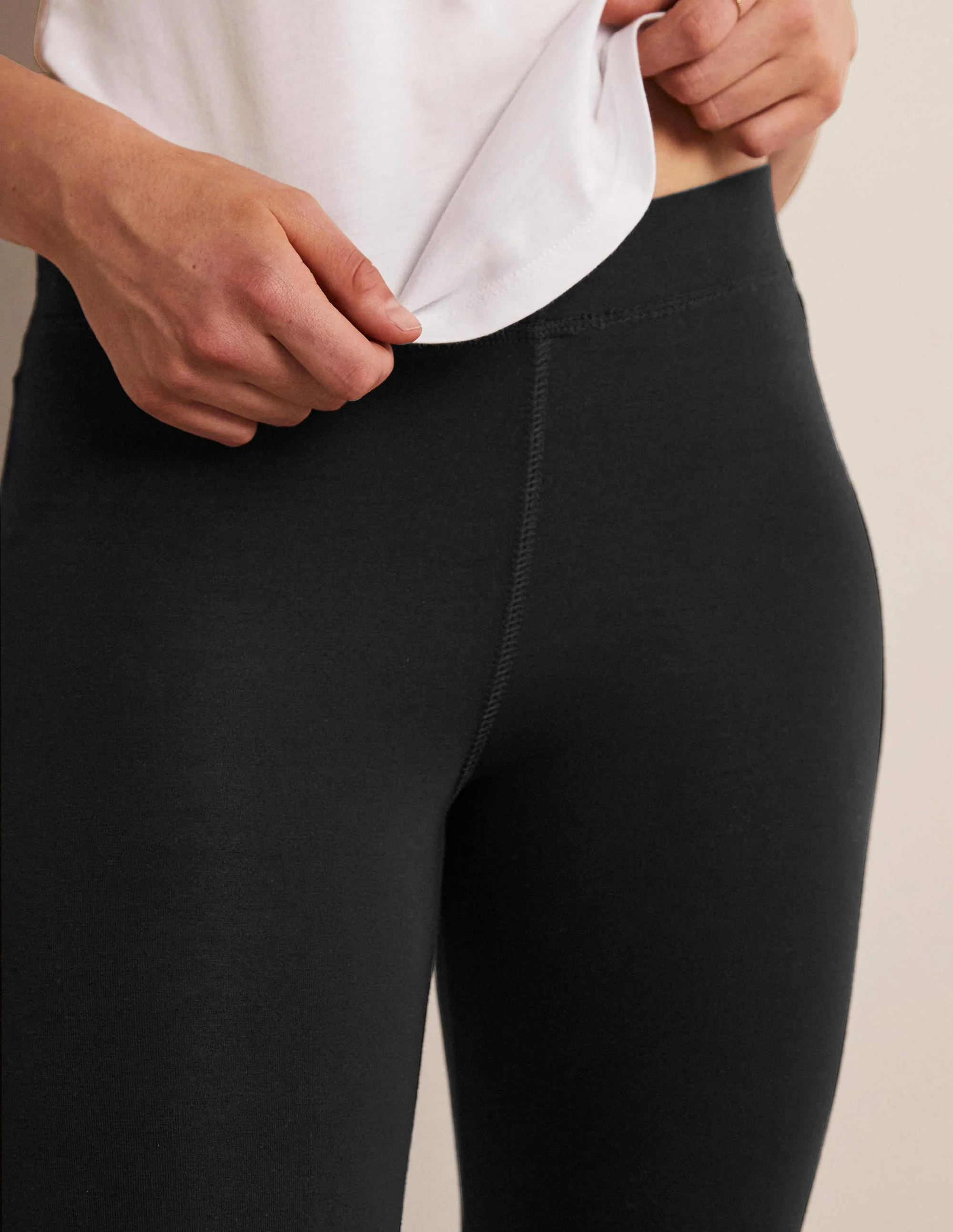 High Rise Crop Jersey Leggings-Black - Image 6