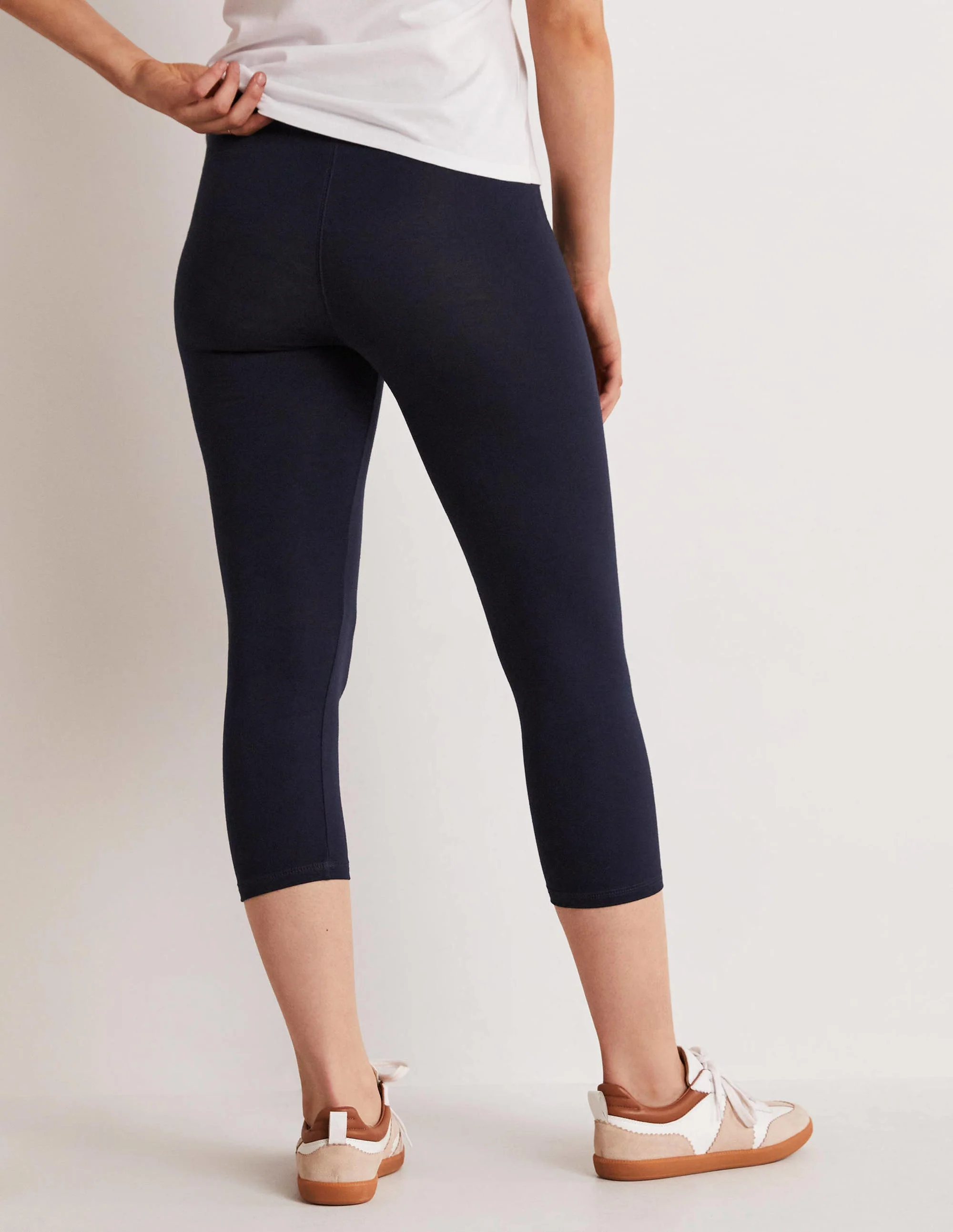 High Rise Crop Jersey Leggings-Navy - Image 7