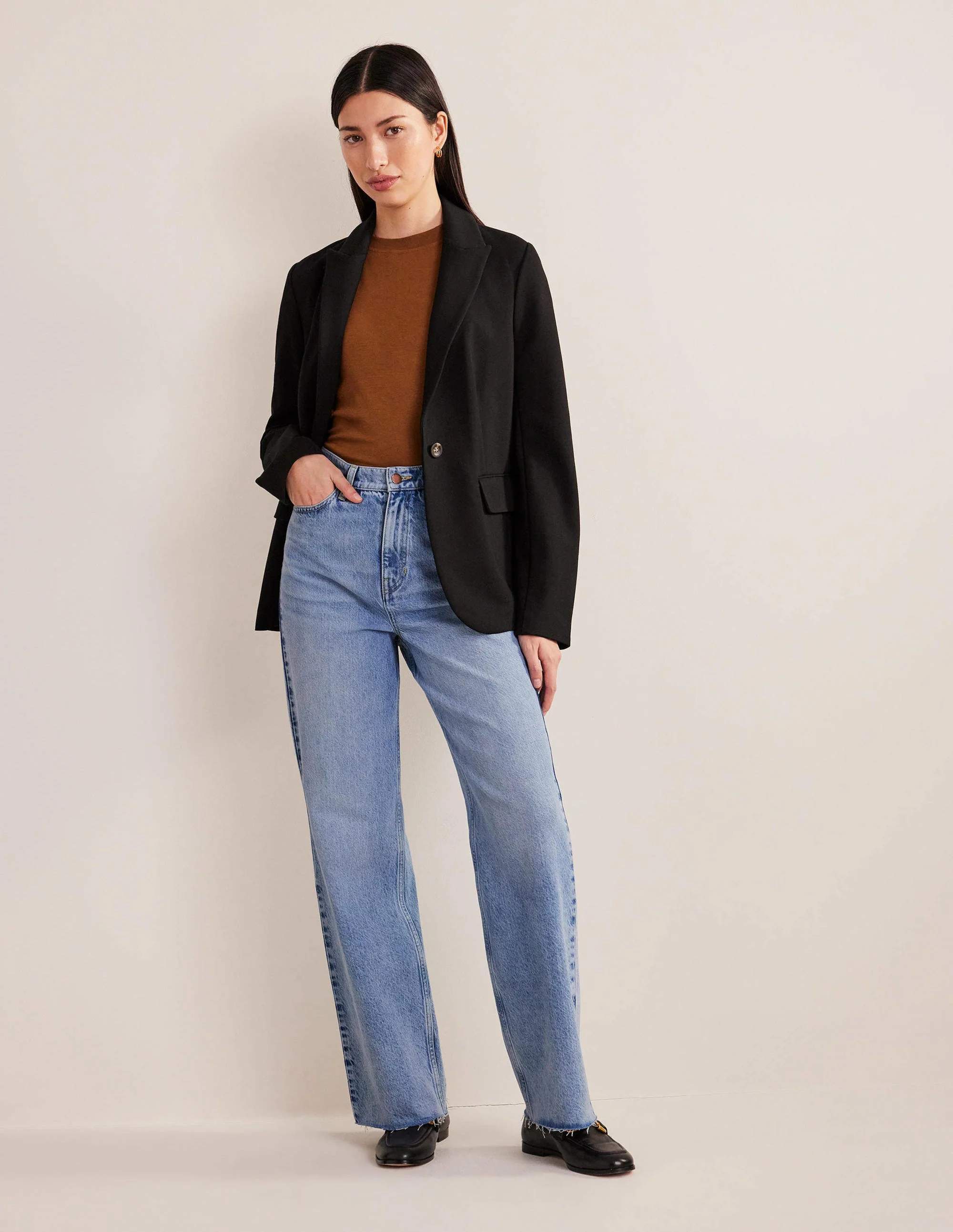 High Rise Straight Jeans-Light Vintage