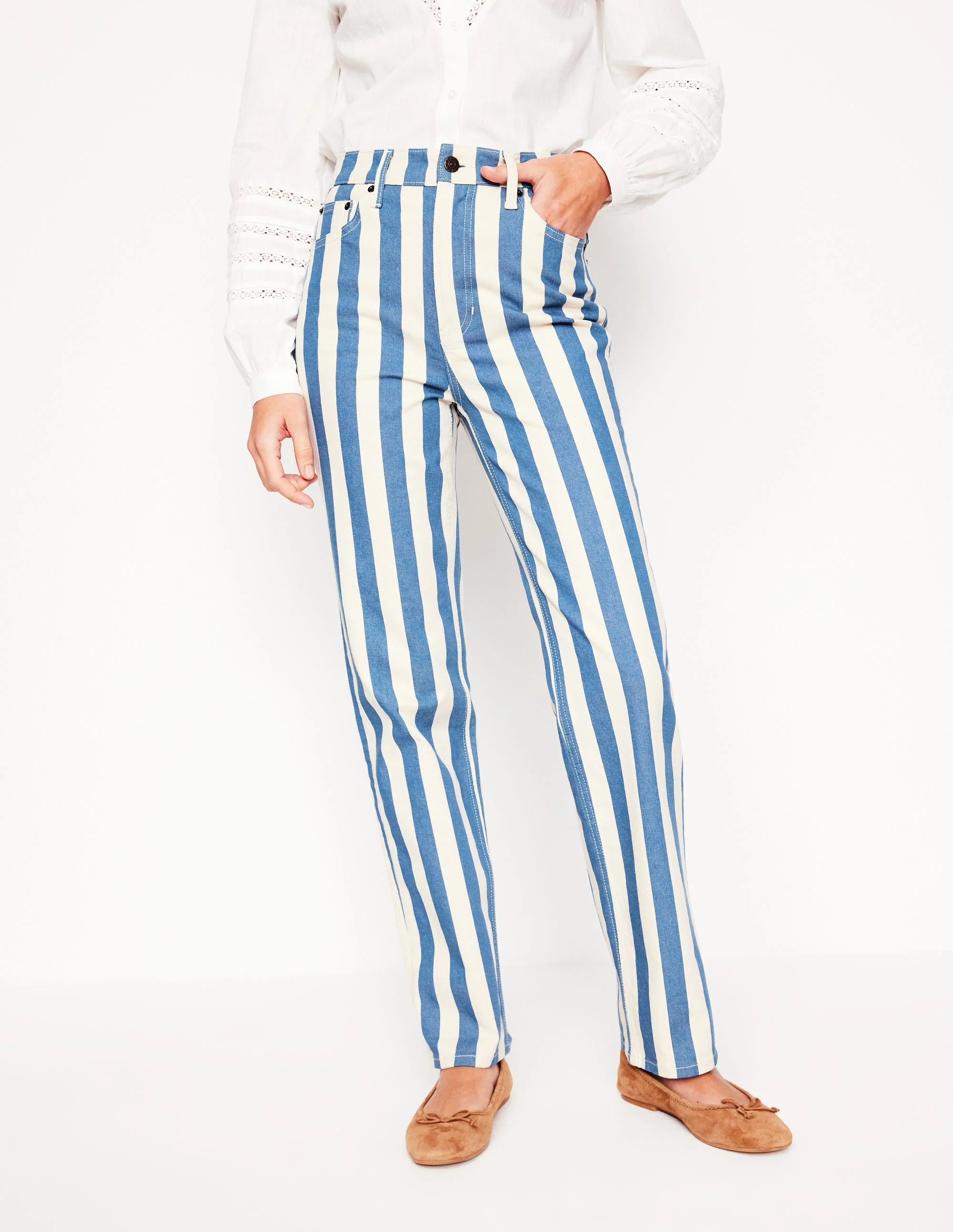 High Rise Stripe Jeans-Marine Wide Stripe - Image 4