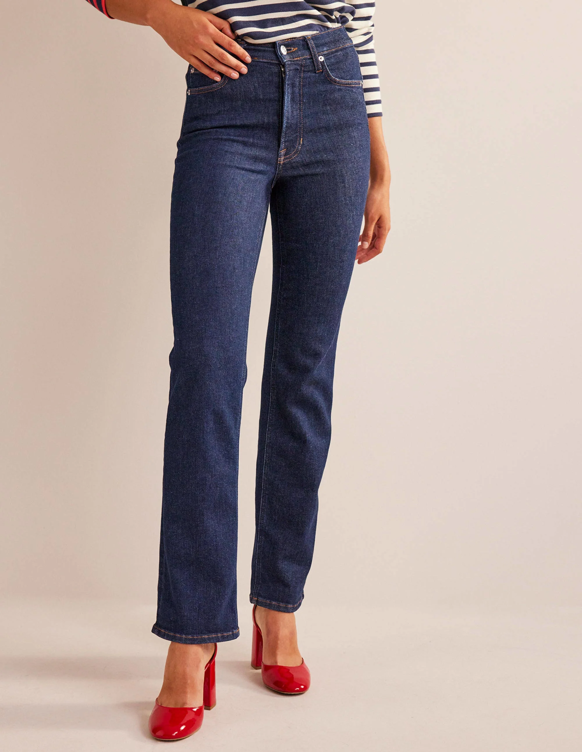 High Rise True Straight Jeans-Rinse Wash - Image 4