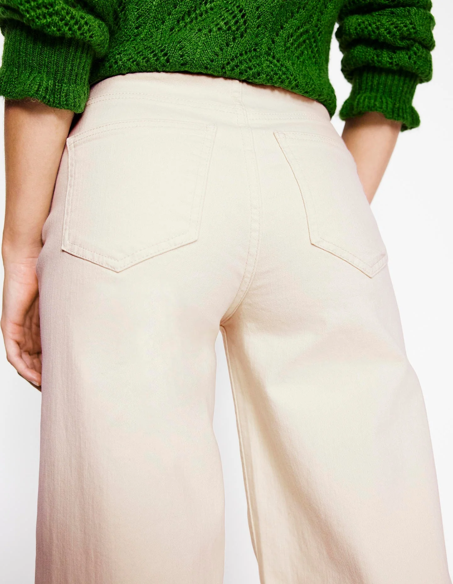High Rise Wide Leg Jeans-Ecru - Image 5