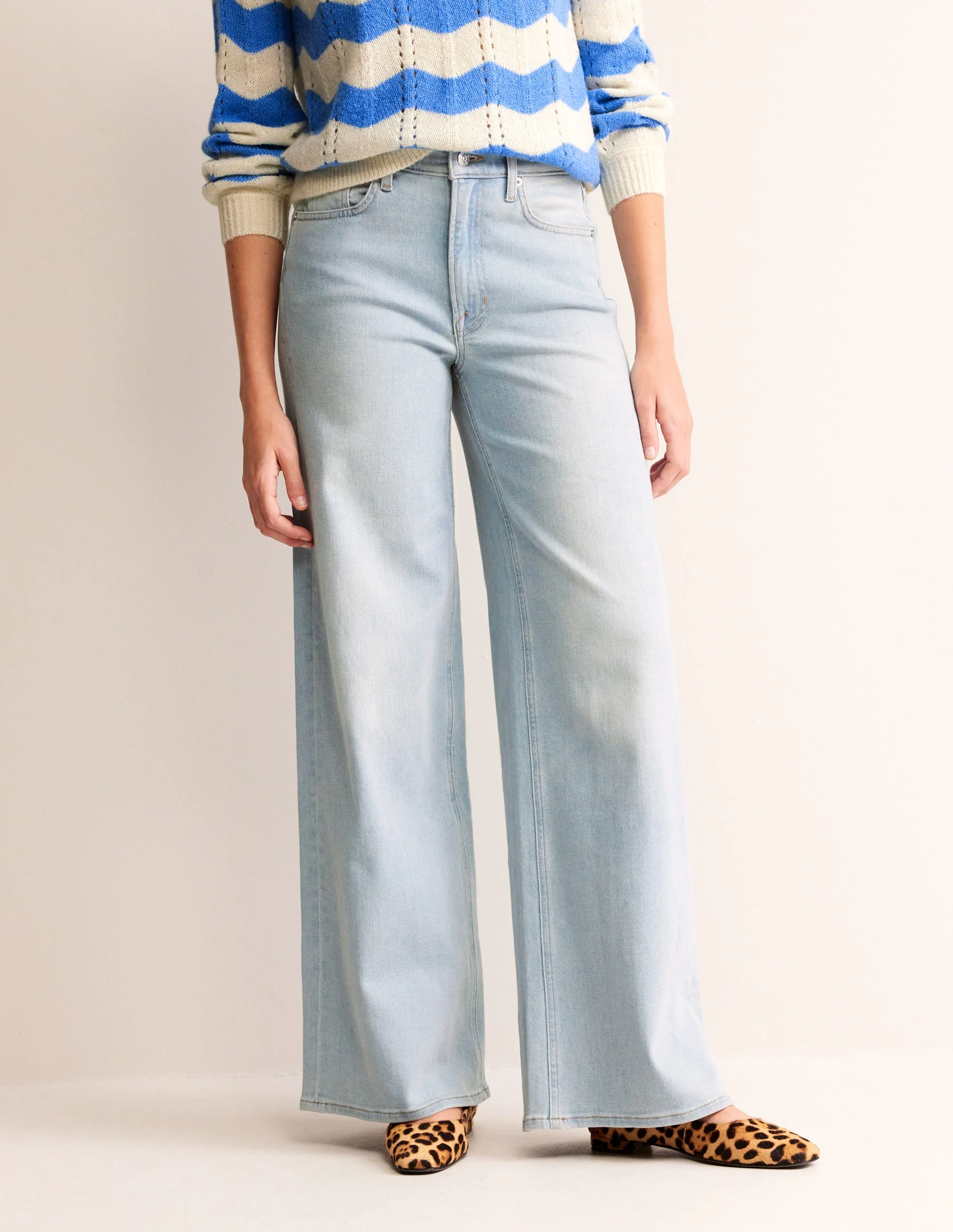 High Rise Wide Leg Jeans-Light Wash - Image 4