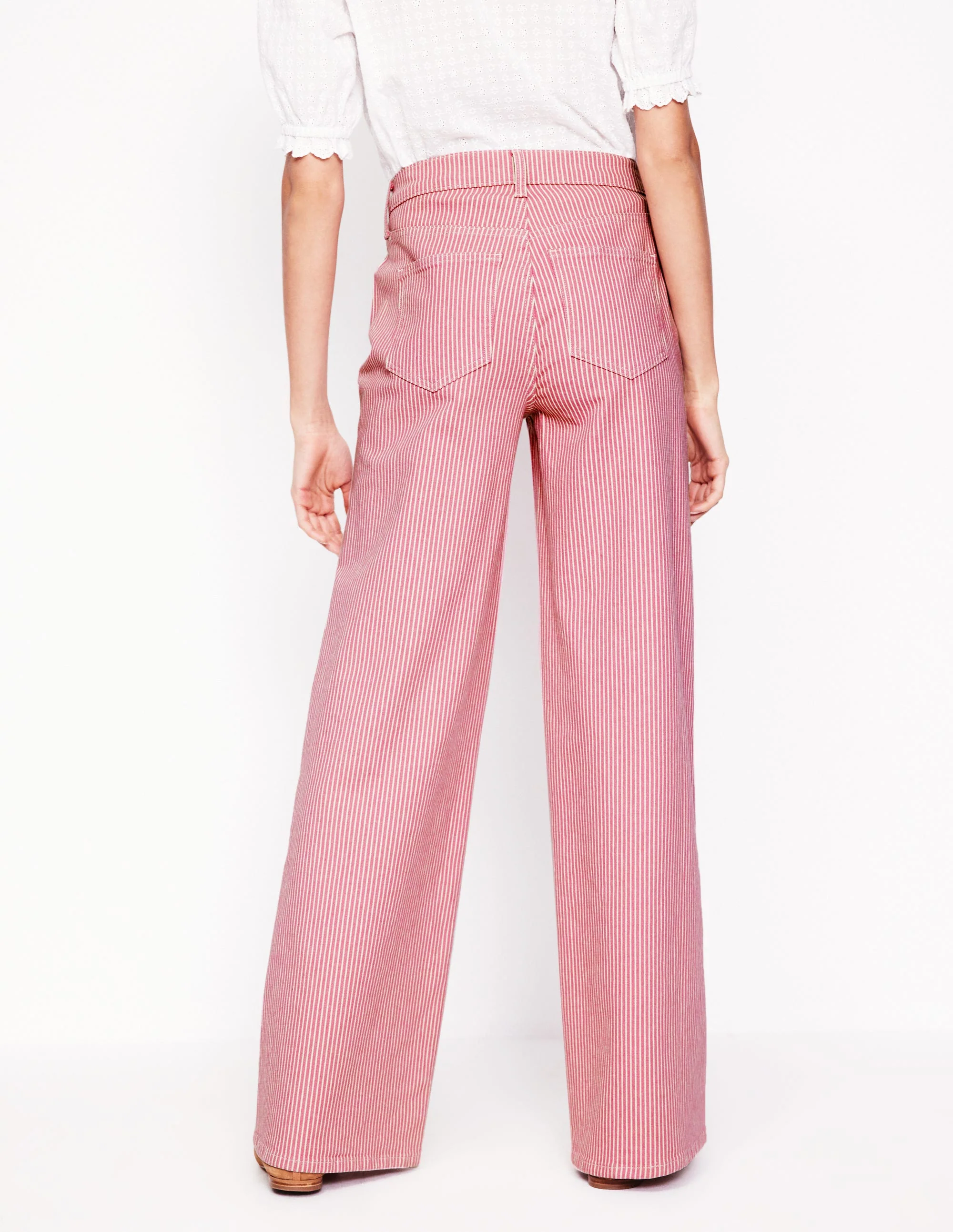 High Rise Wide Leg Jeans-Pink Stripe - Image 4
