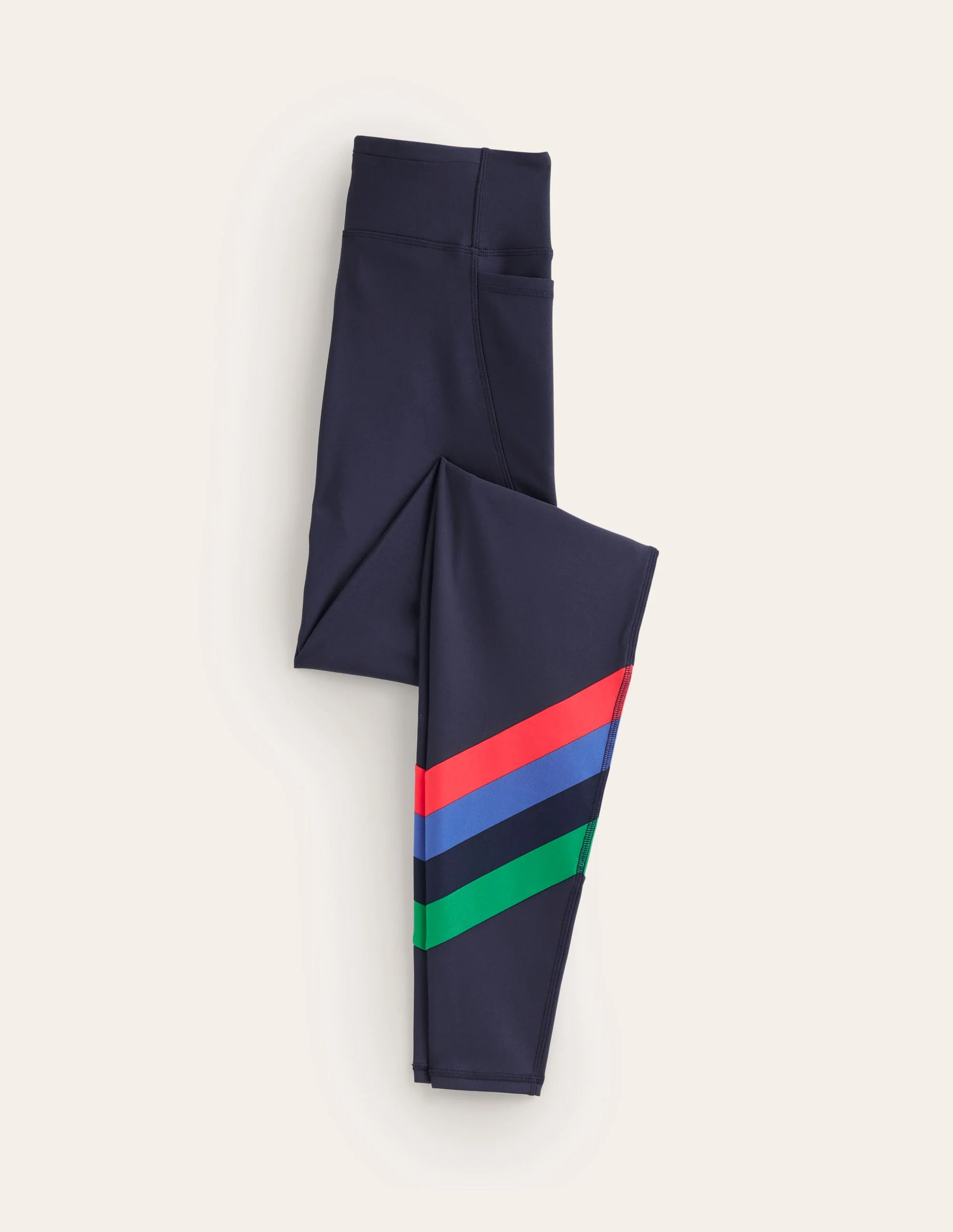 High Waist Pocket Leggings-Navy Stripe - Image 6