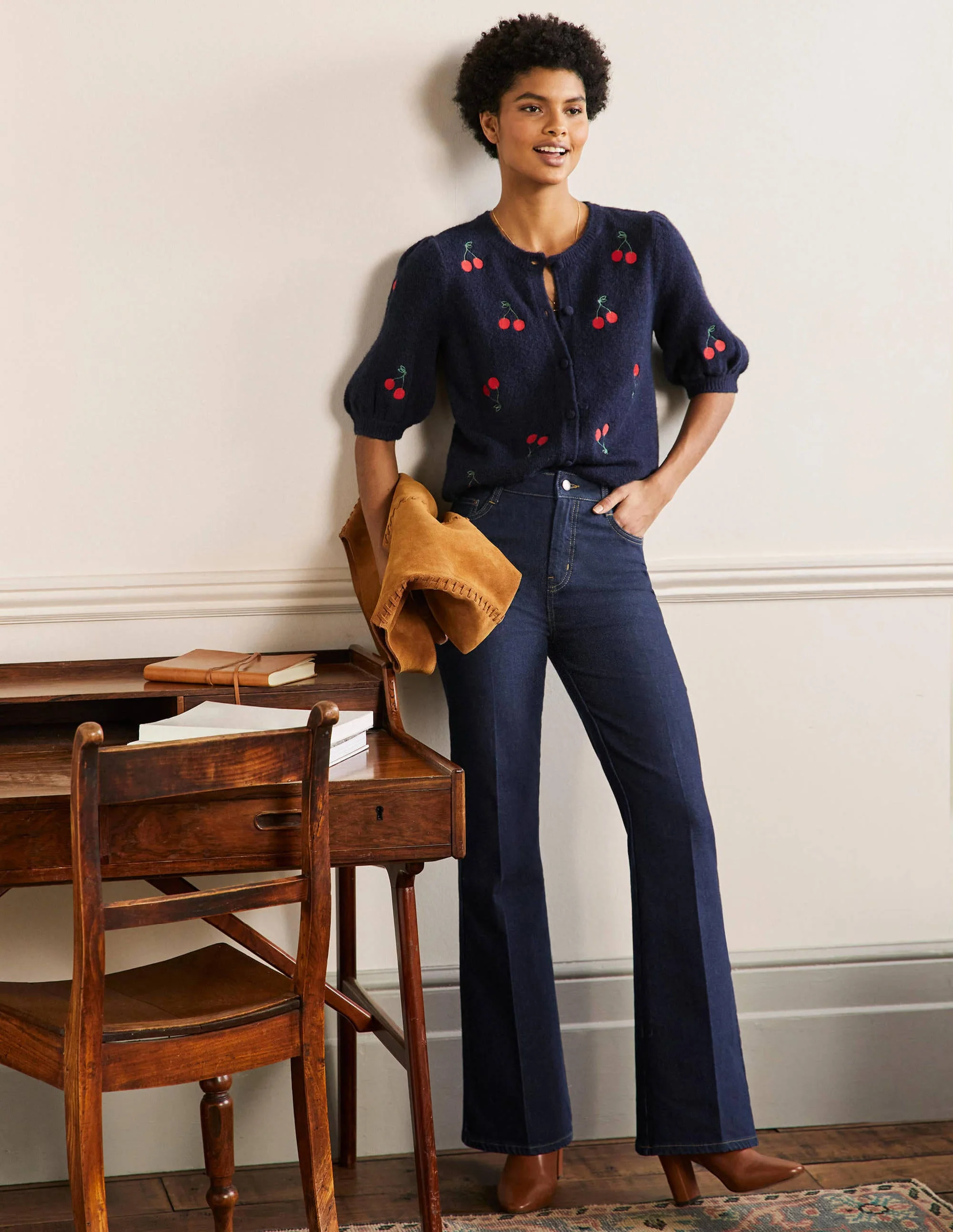 High Waist Smart Flare-Indigo
