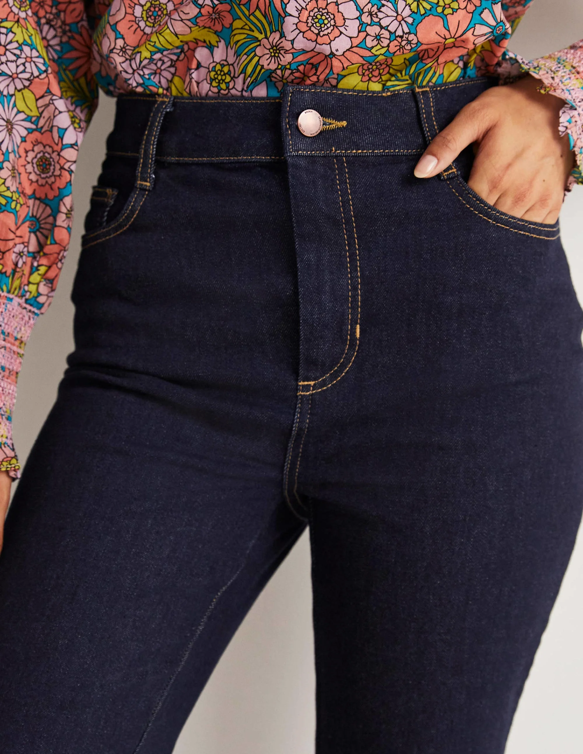 High Waist Smart Flare Jeans-Indigo - Image 2