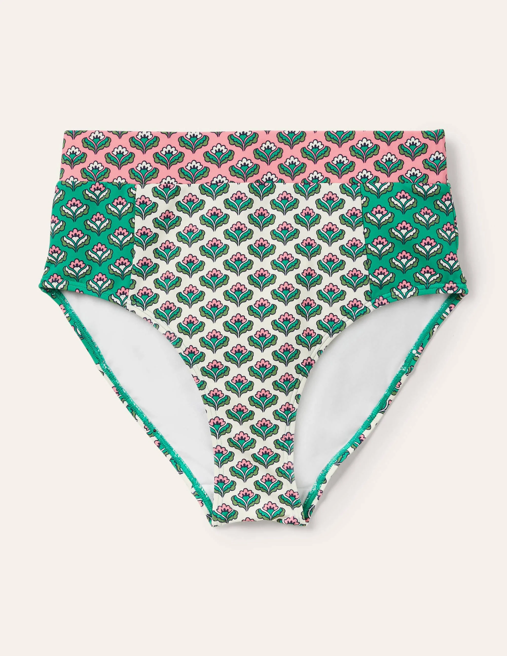 High Waisted Bikini Bottoms-Ivory, Oriental Bud - Image 5