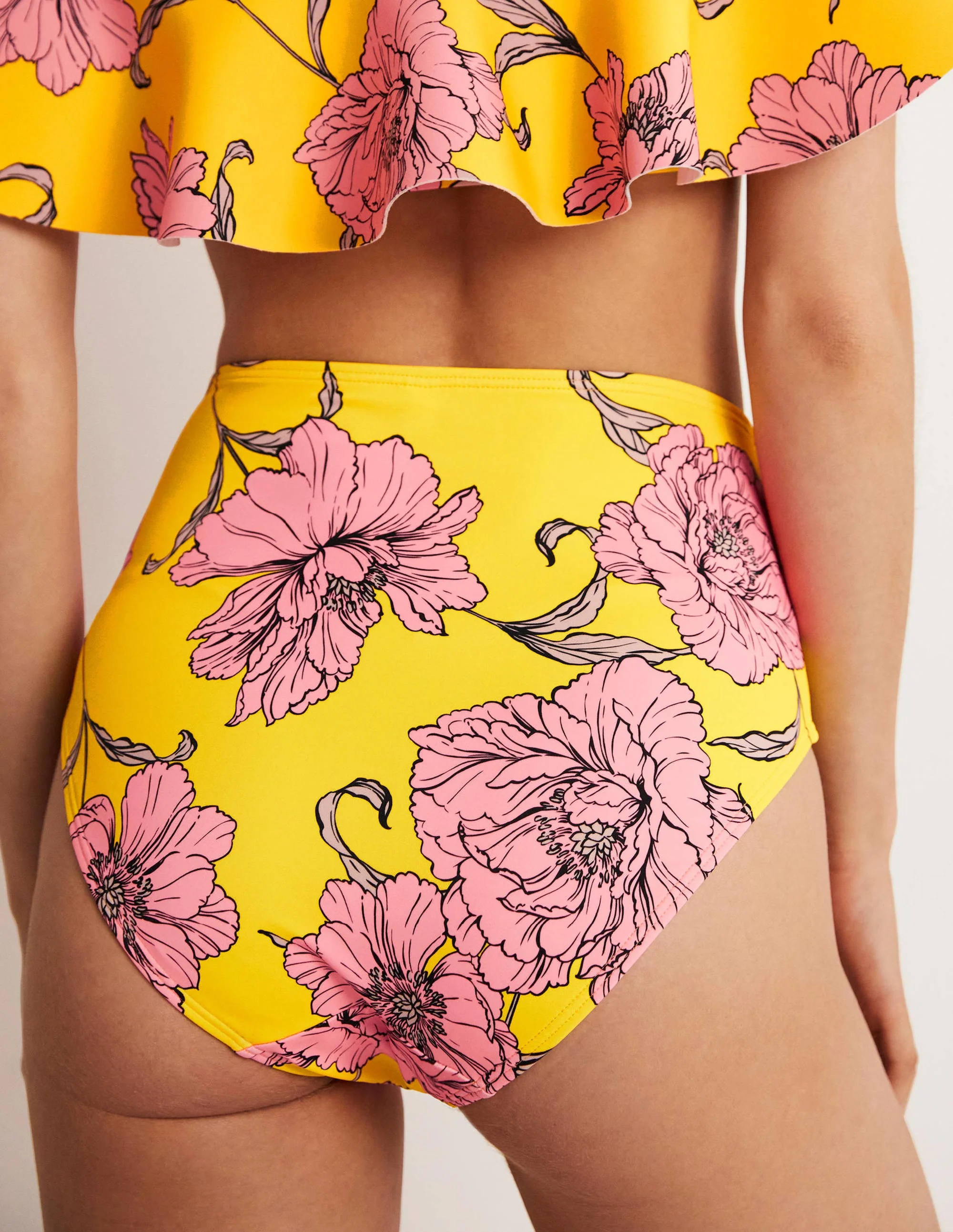 High Waisted Bikini Bottoms-Lemon Fizz, Peony Bloom - Image 7