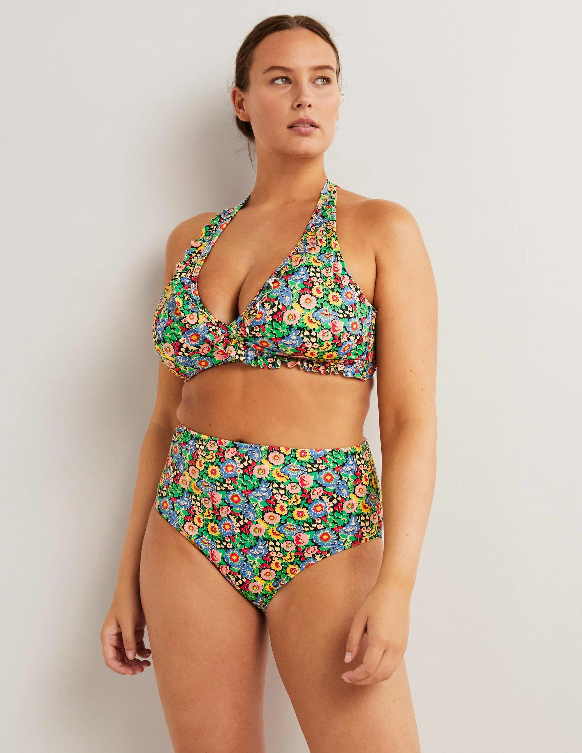 High Waisted Bikini Bottoms-Multi, Flora Illusion