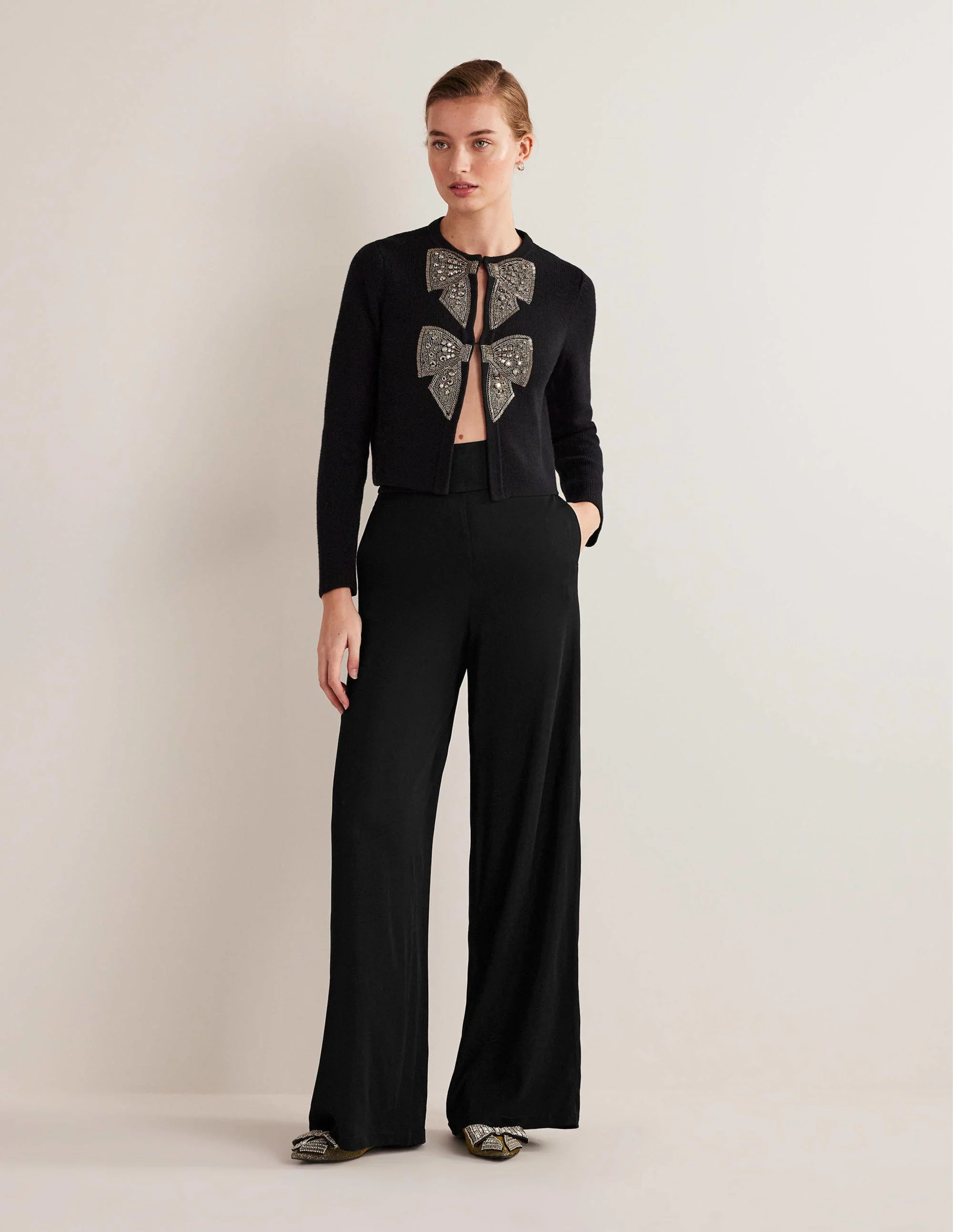 High Waisted Wide Leg Pants-Black