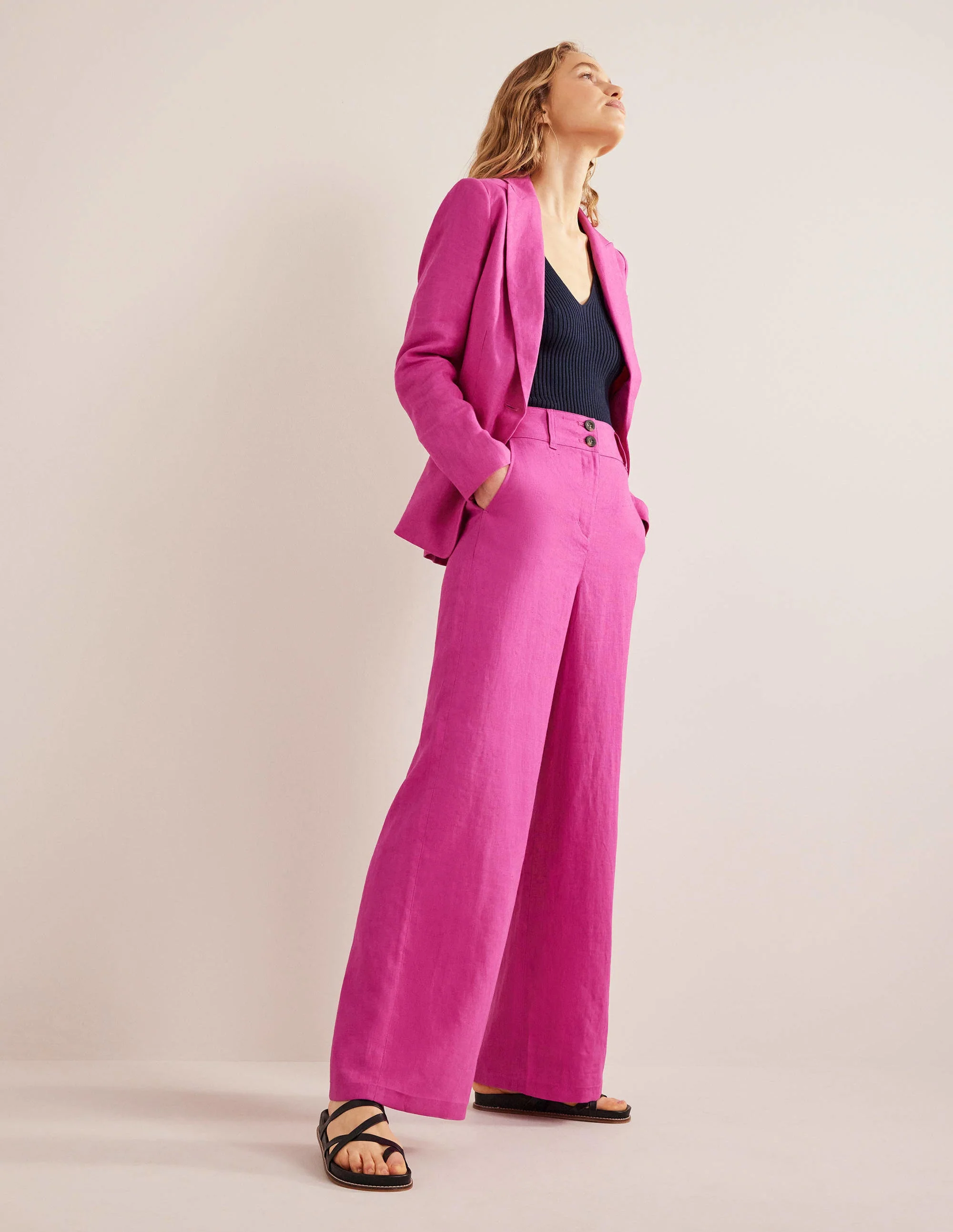 Highbury Linen Pants-Rose Violet