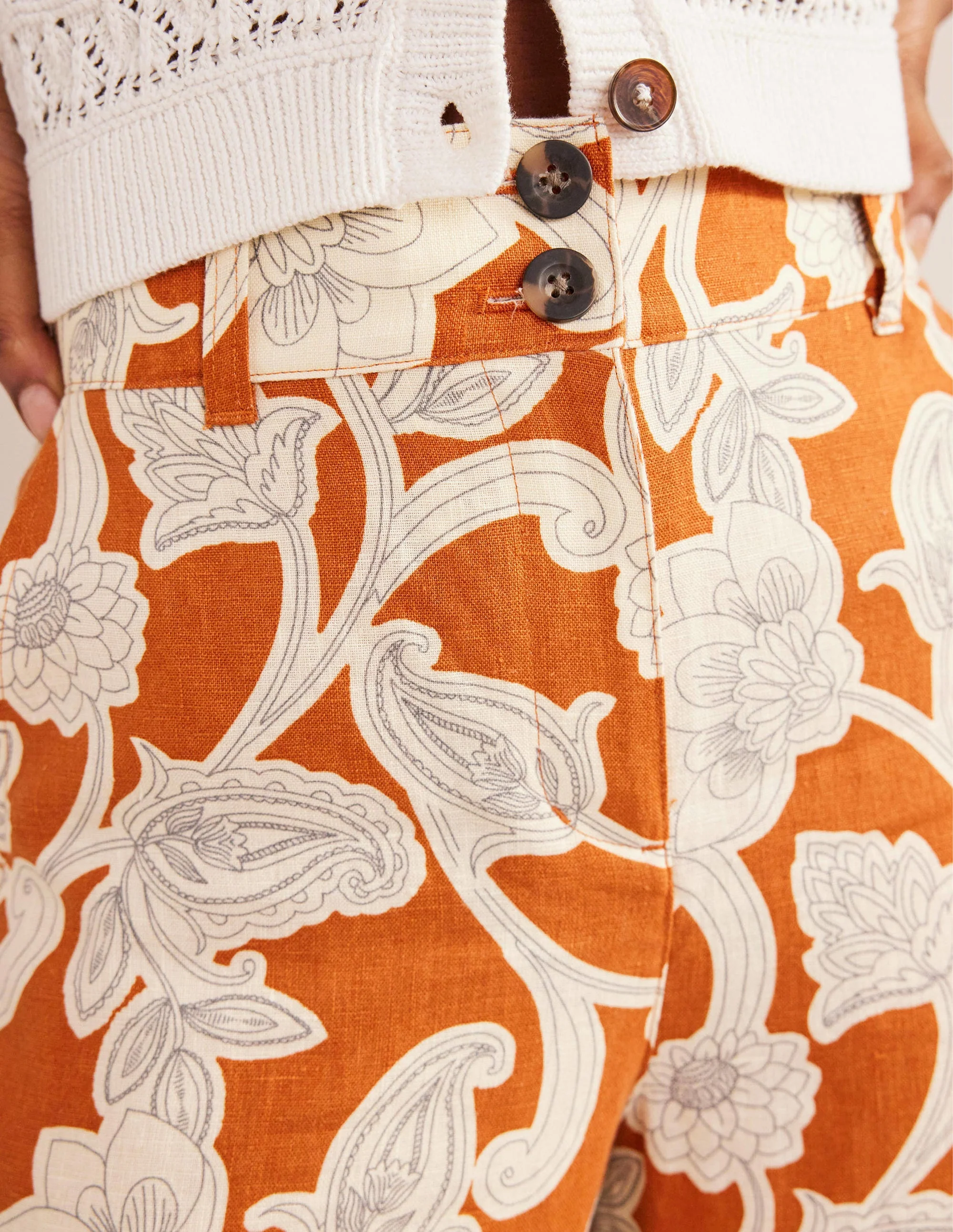 Highbury Linen Pants-Rust, Paisley Whirl - Image 5