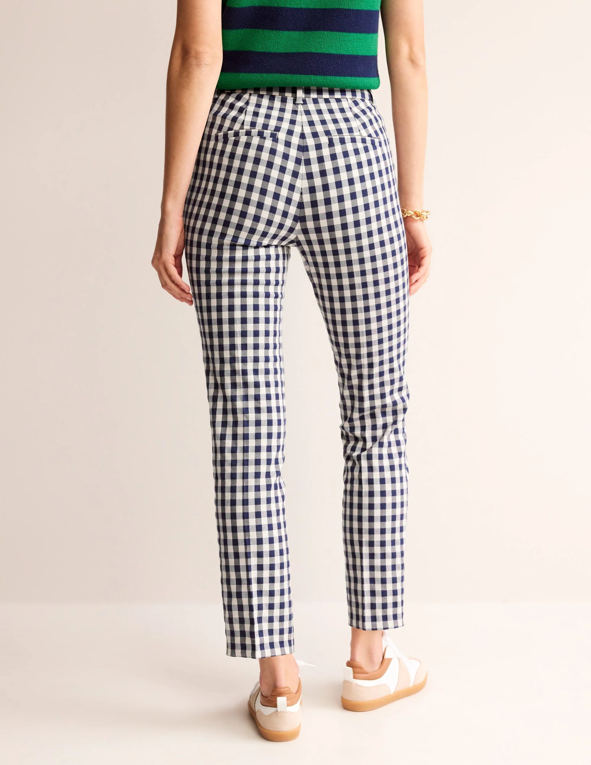 Highgate Printed Pants-Navy and Stone Gingham - Image 3