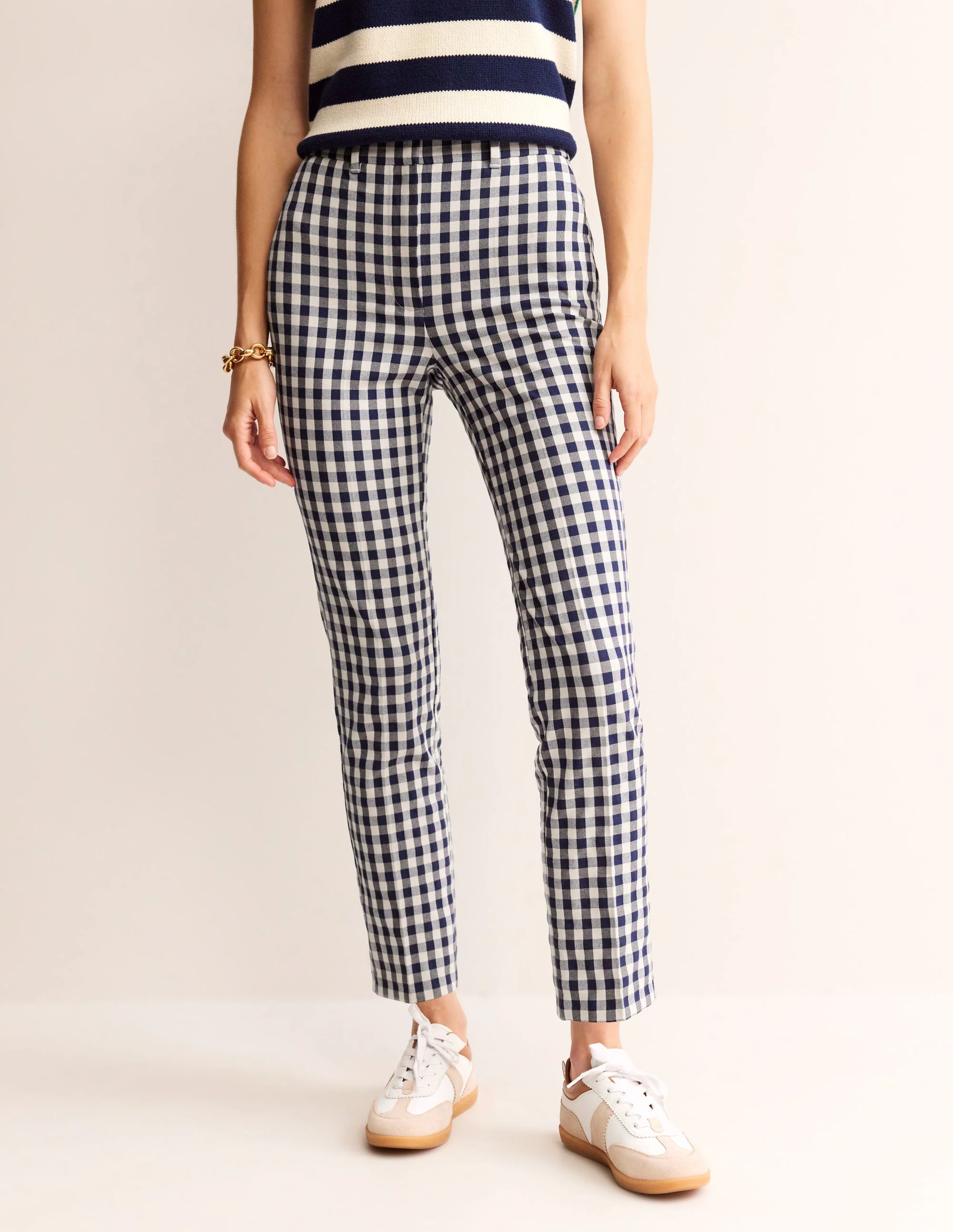 Highgate Printed Pants-Navy and Stone Gingham - Image 4
