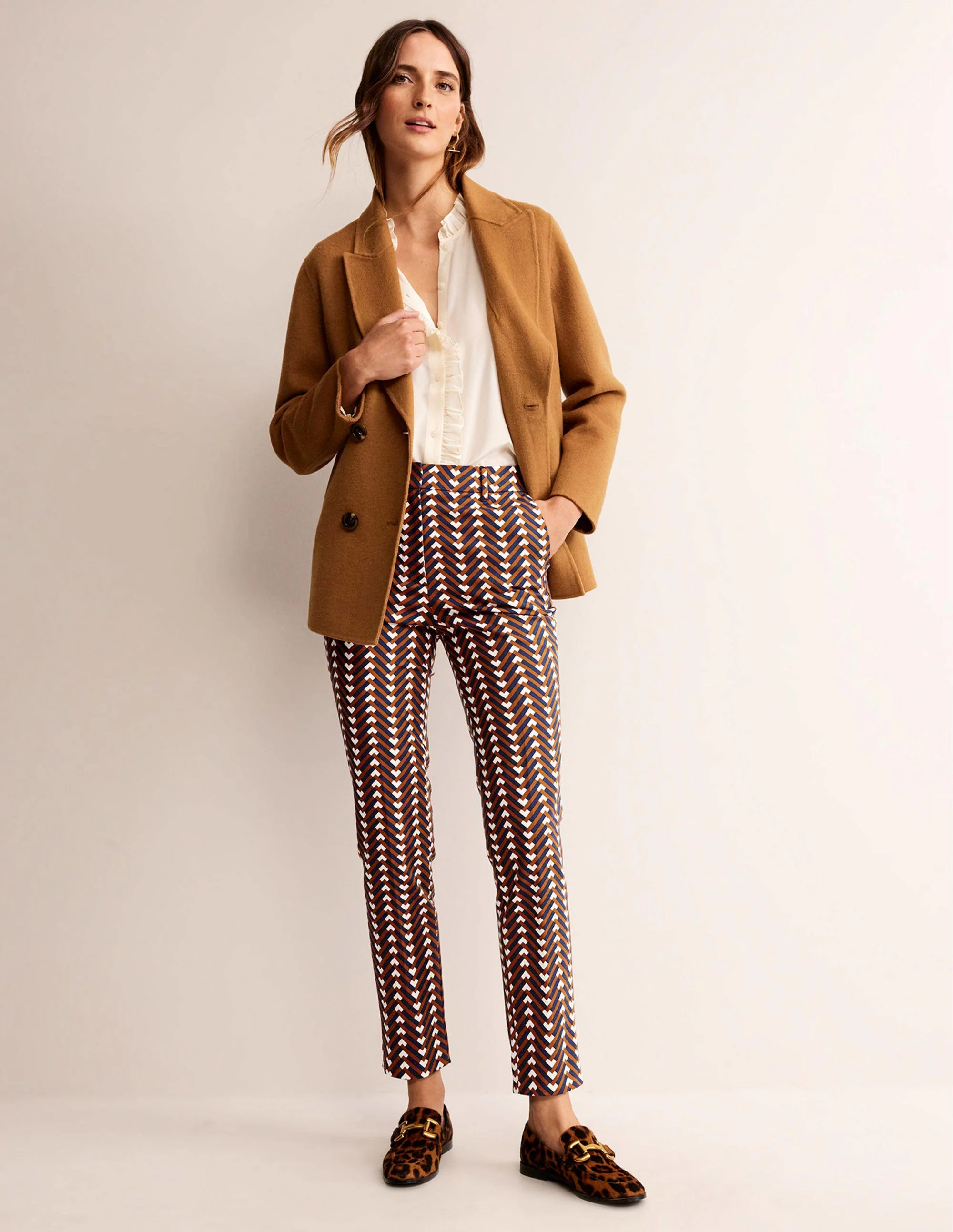 Highgate Printed Pants-Pumpkin, Chevron Geo