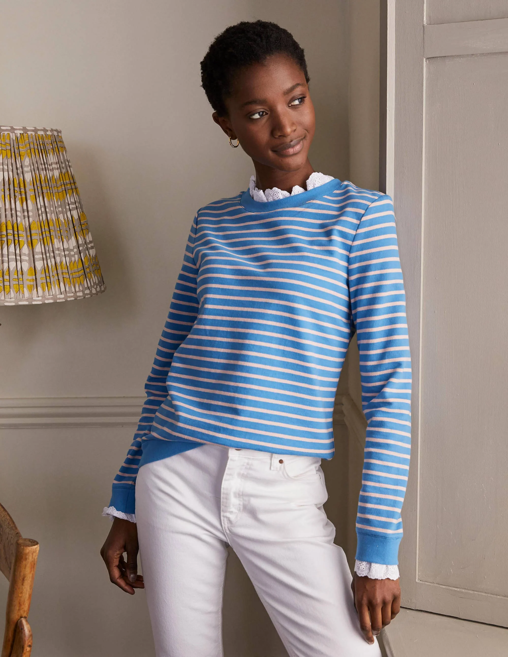 Holly Jersey Sweatshirt-School House Blue/ Chalky Pink - Image 4