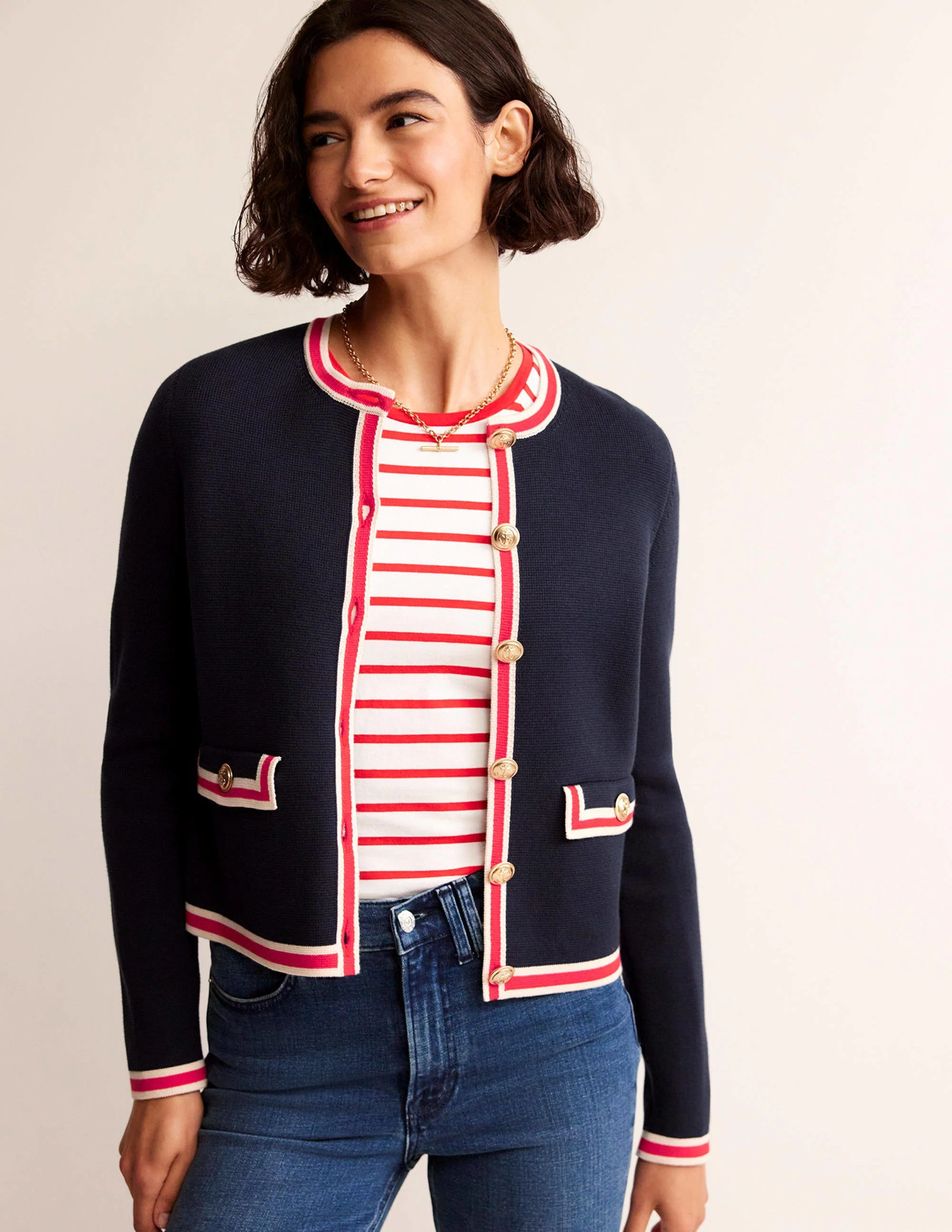 Holly Knitted Jacket-Navy
