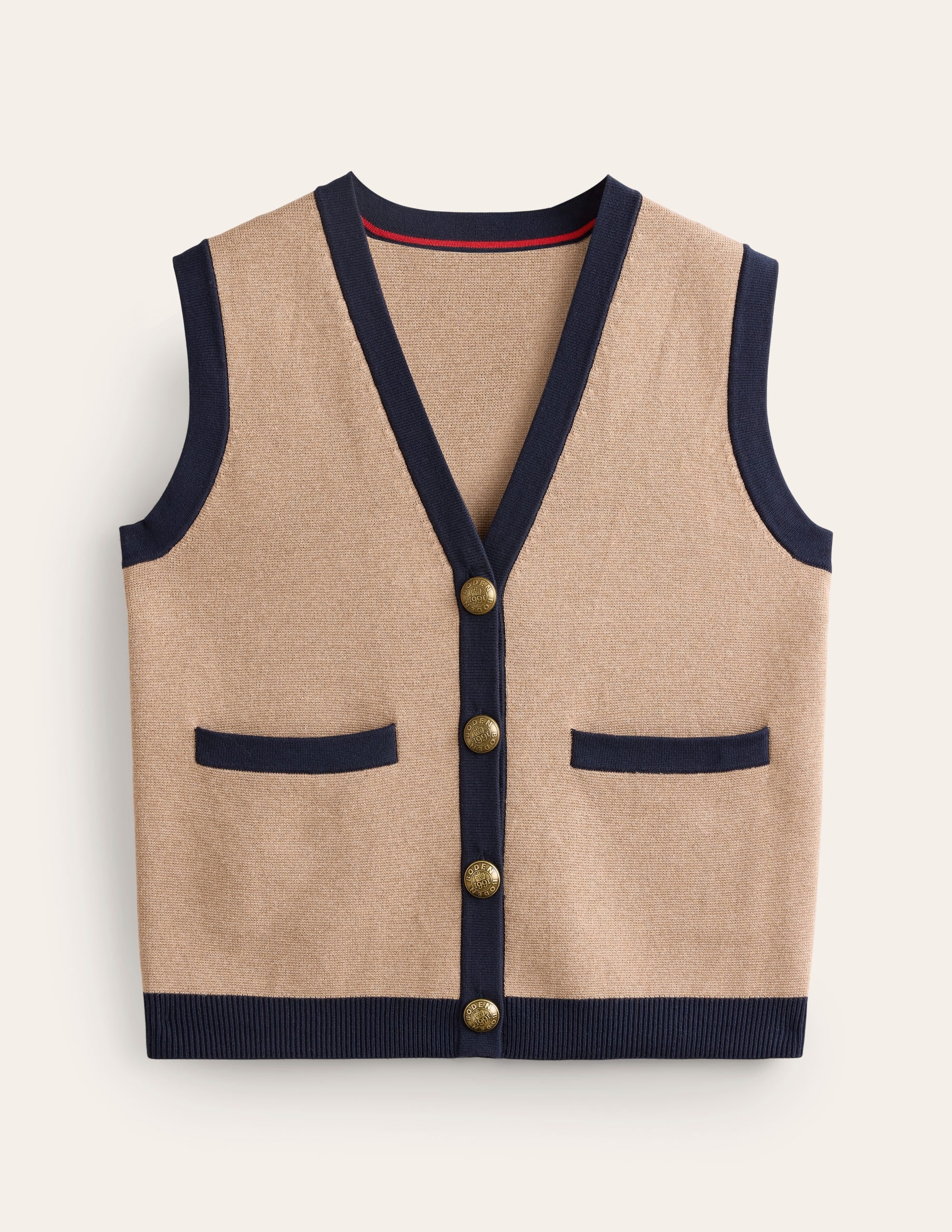 Holly Knitted Waistcoat-Camel Melange - Image 6